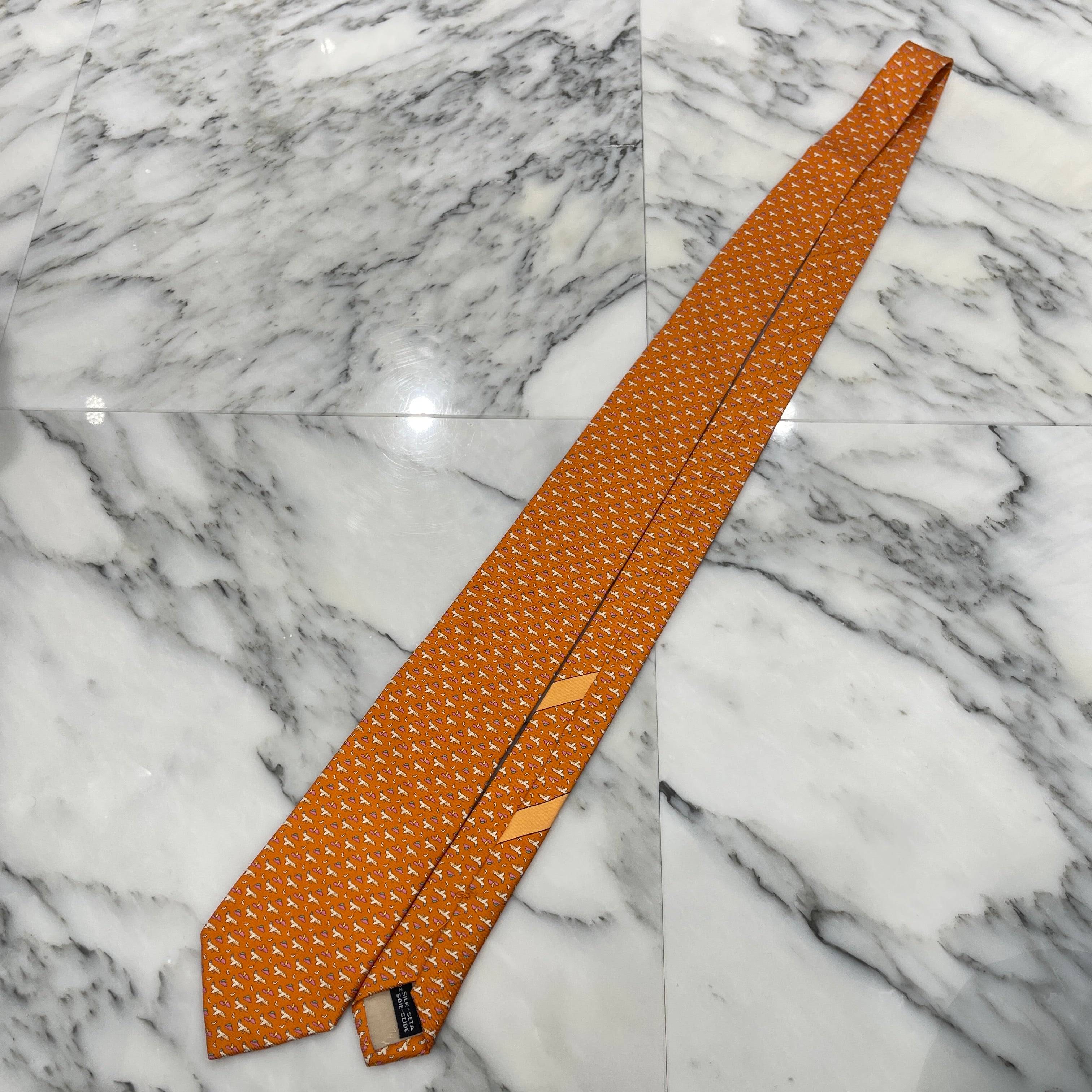 Salvatore Ferragamo Gancini Silk Suit Tie "Airplane Print" サルバトーレフェラガモ ガンチーニ シルク スーツ ネクタイ "飛行機"