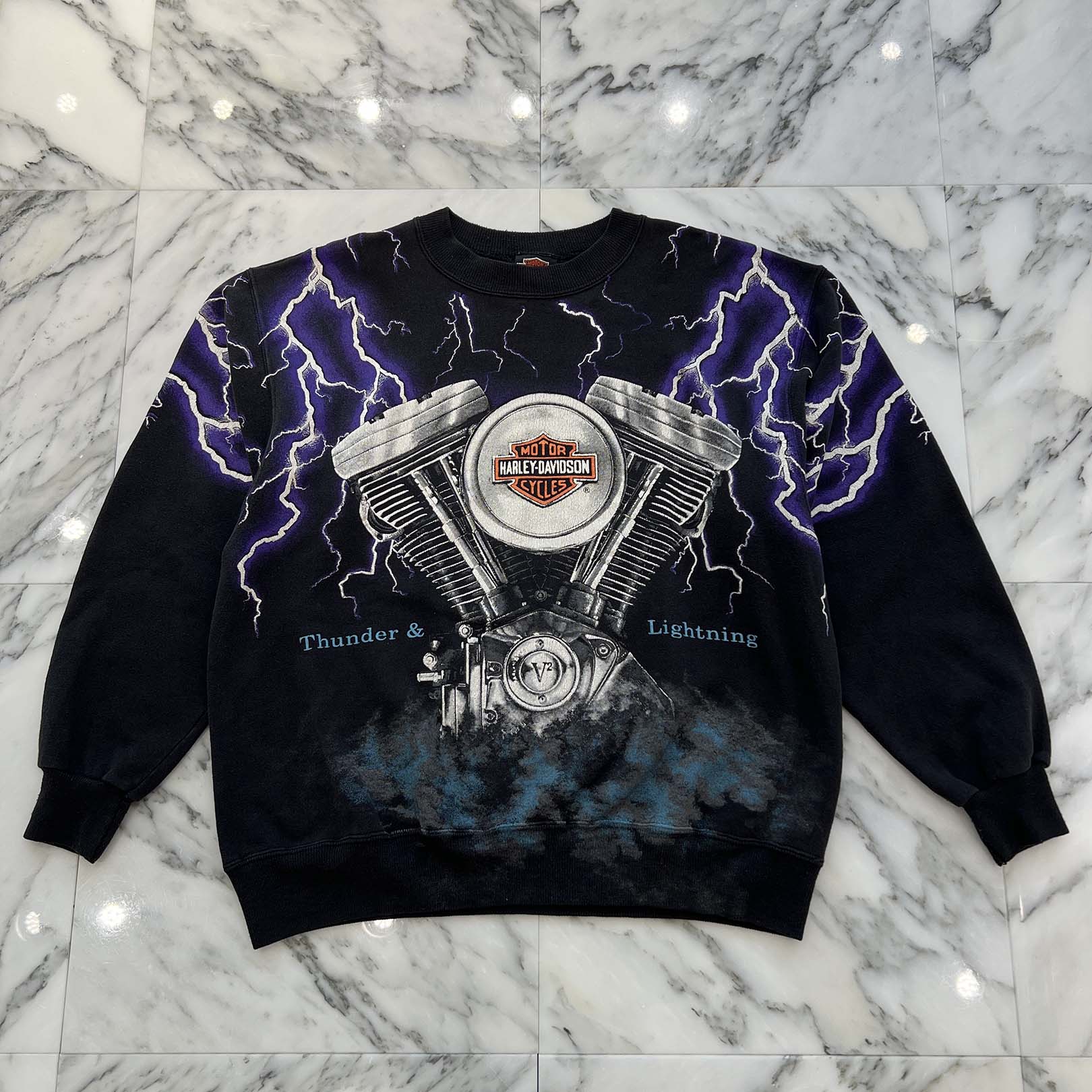 Vintage 90's Harley-Davidson "Thunder Lightning" Sweatshirt Size L 90's ハーレー・ダビットソン "サンダー ライトニング" スウェットシャツ サイズL