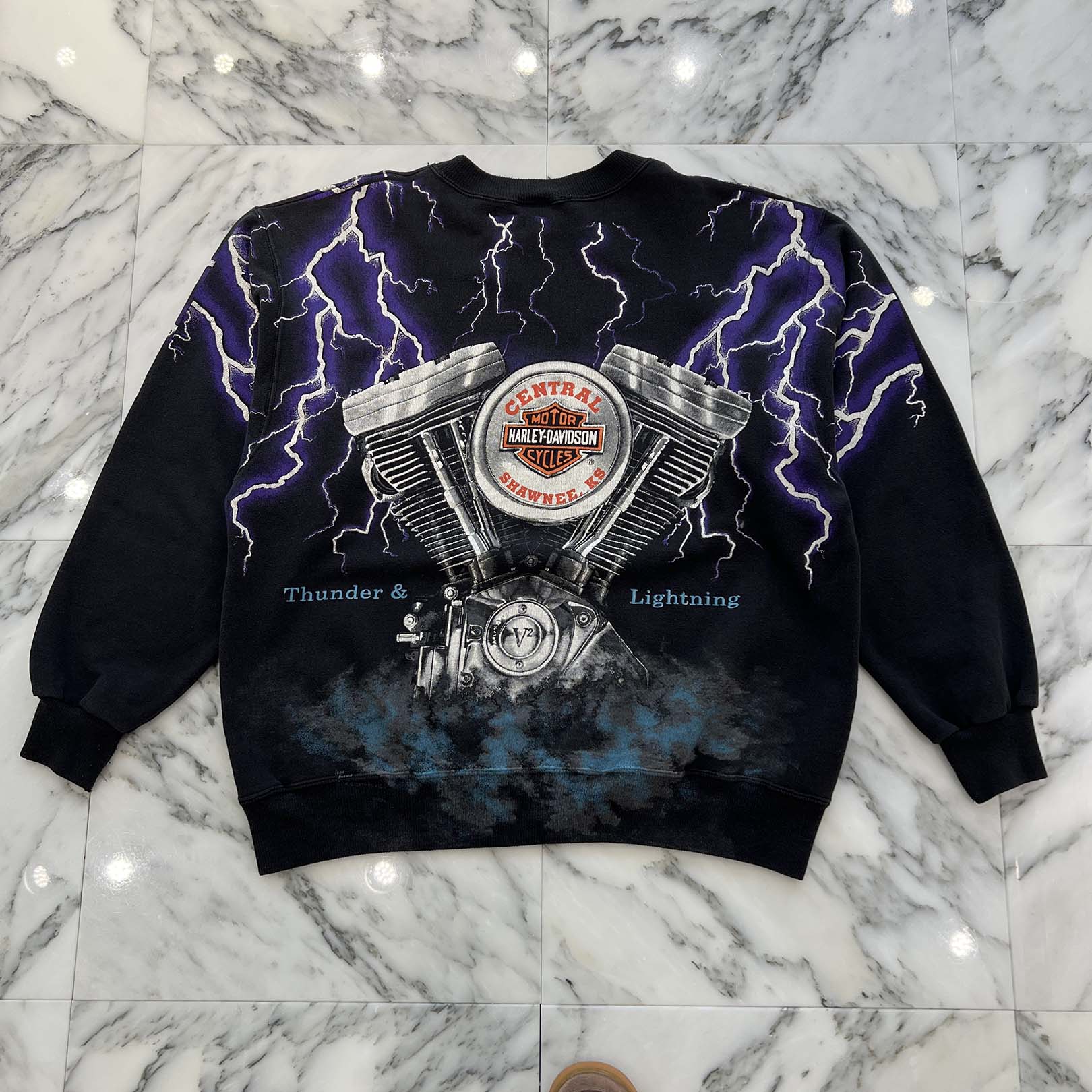 Vintage 90's Harley-Davidson "Thunder Lightning" Sweatshirt Size L 90's ハーレー・ダビットソン "サンダー ライトニング" スウェットシャツ サイズL
