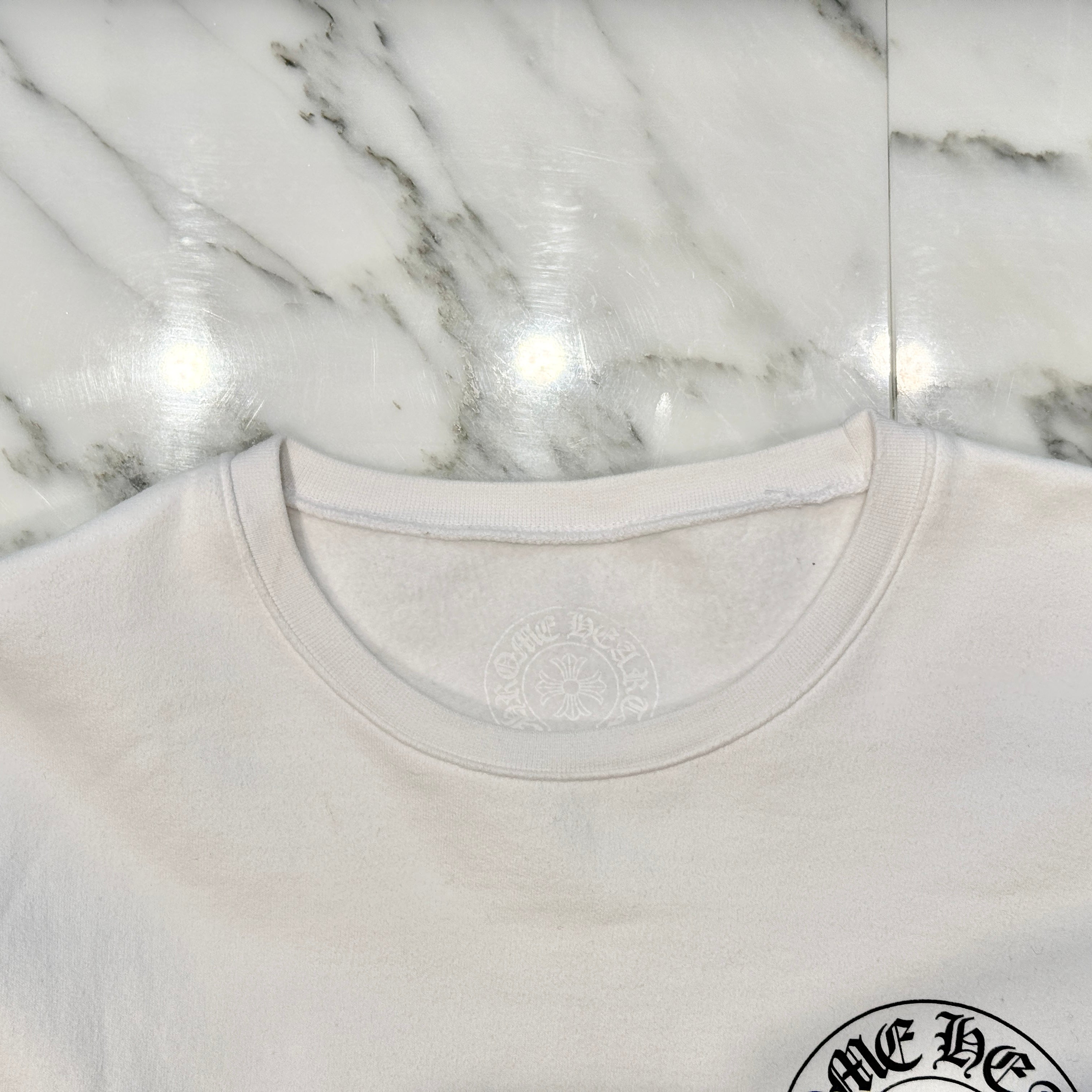 CHROME HEARTS Floral Cross Horseshoe Crewneck Sweat Shirts Size L クロムハーツ フローラルクロス ホースシュー クルーネック スウェットシャツ サイズL