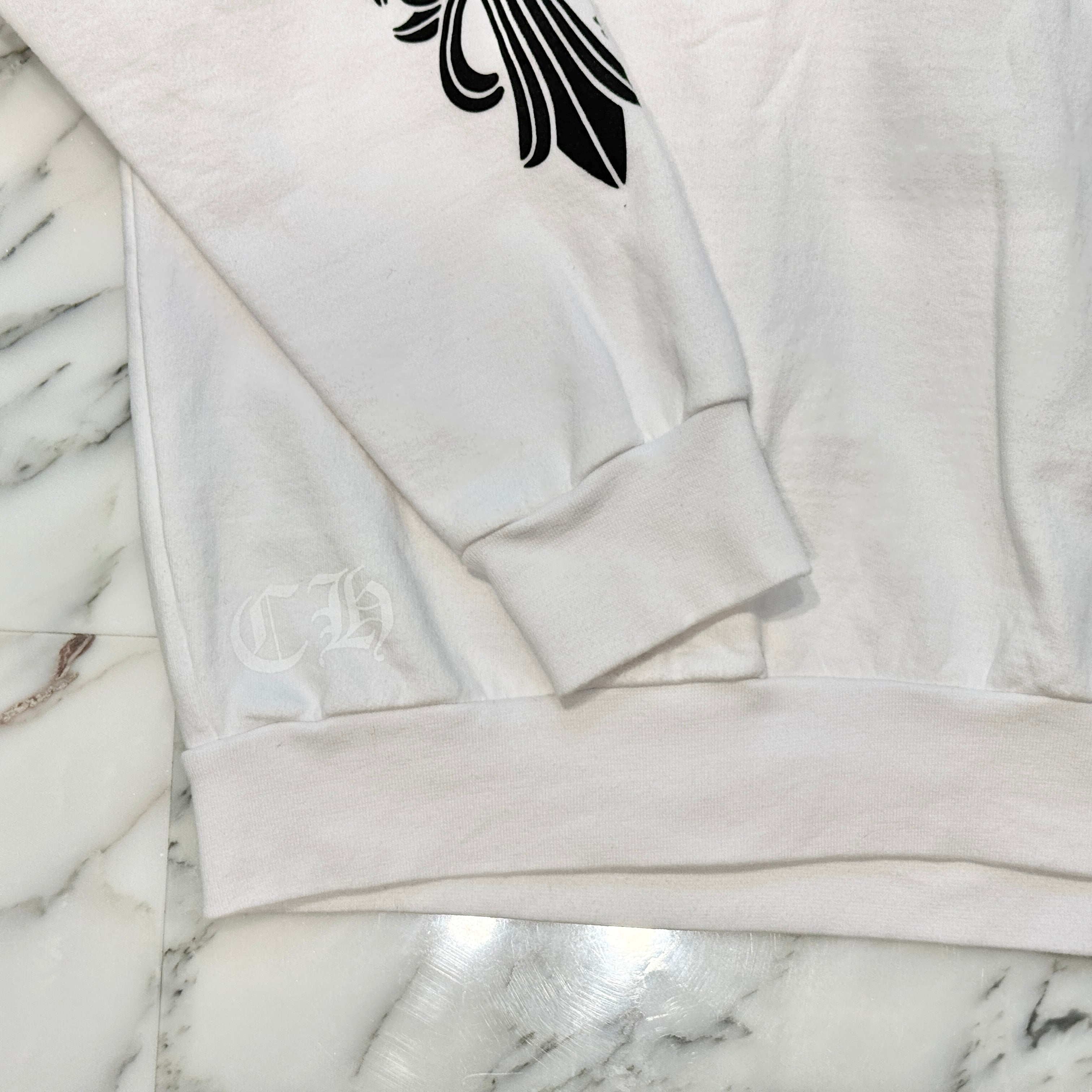 CHROME HEARTS Floral Cross Horseshoe Crewneck Sweat Shirts Size L クロムハーツ フローラルクロス ホースシュー クルーネック スウェットシャツ サイズL