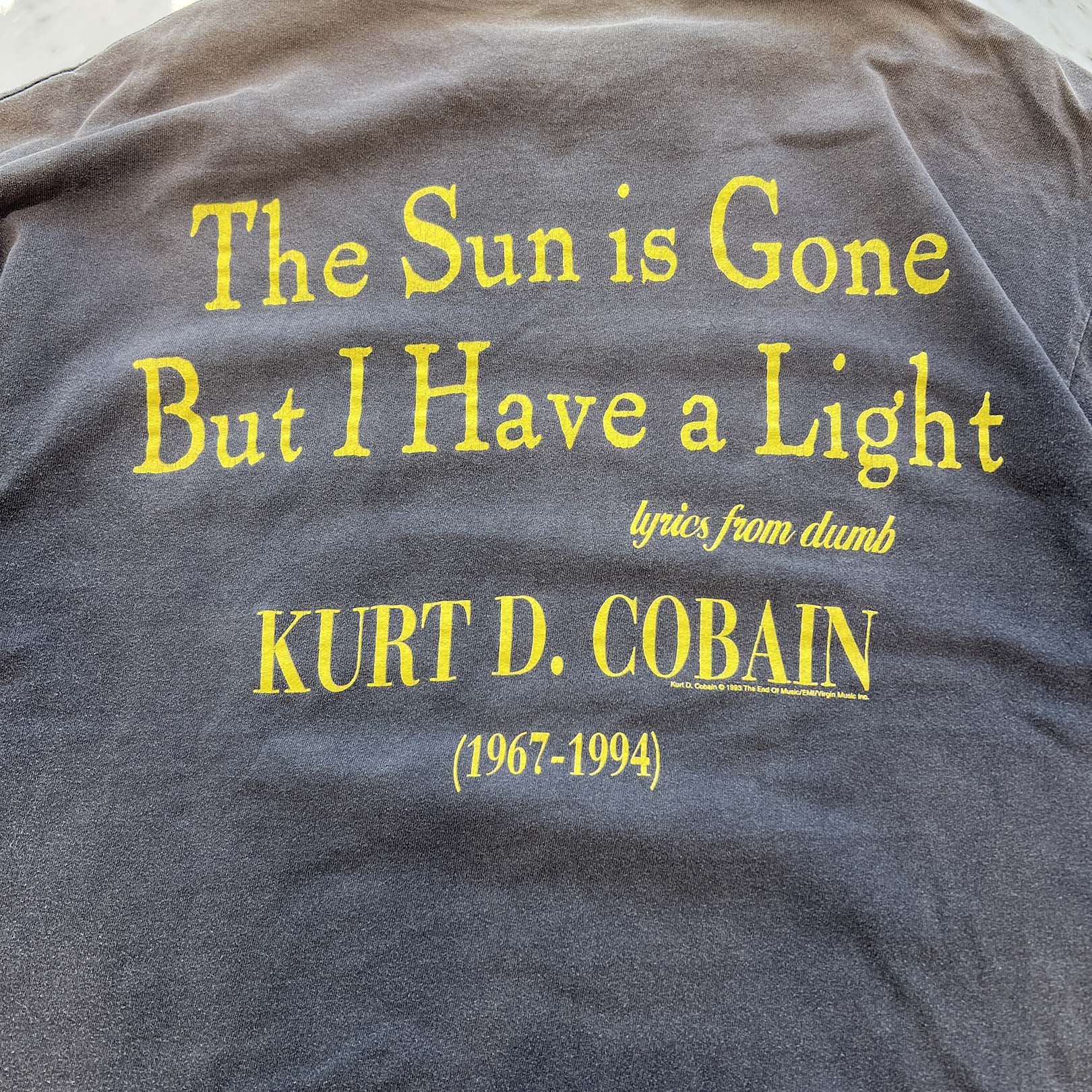 Vintage 90's Nirvana Kurt Cobain "The Sun Is Gone" S/S Tee Size L 90's ニルヴァーナ カート・コバーン "The Sun Is Gone" Tシャツ サイズL