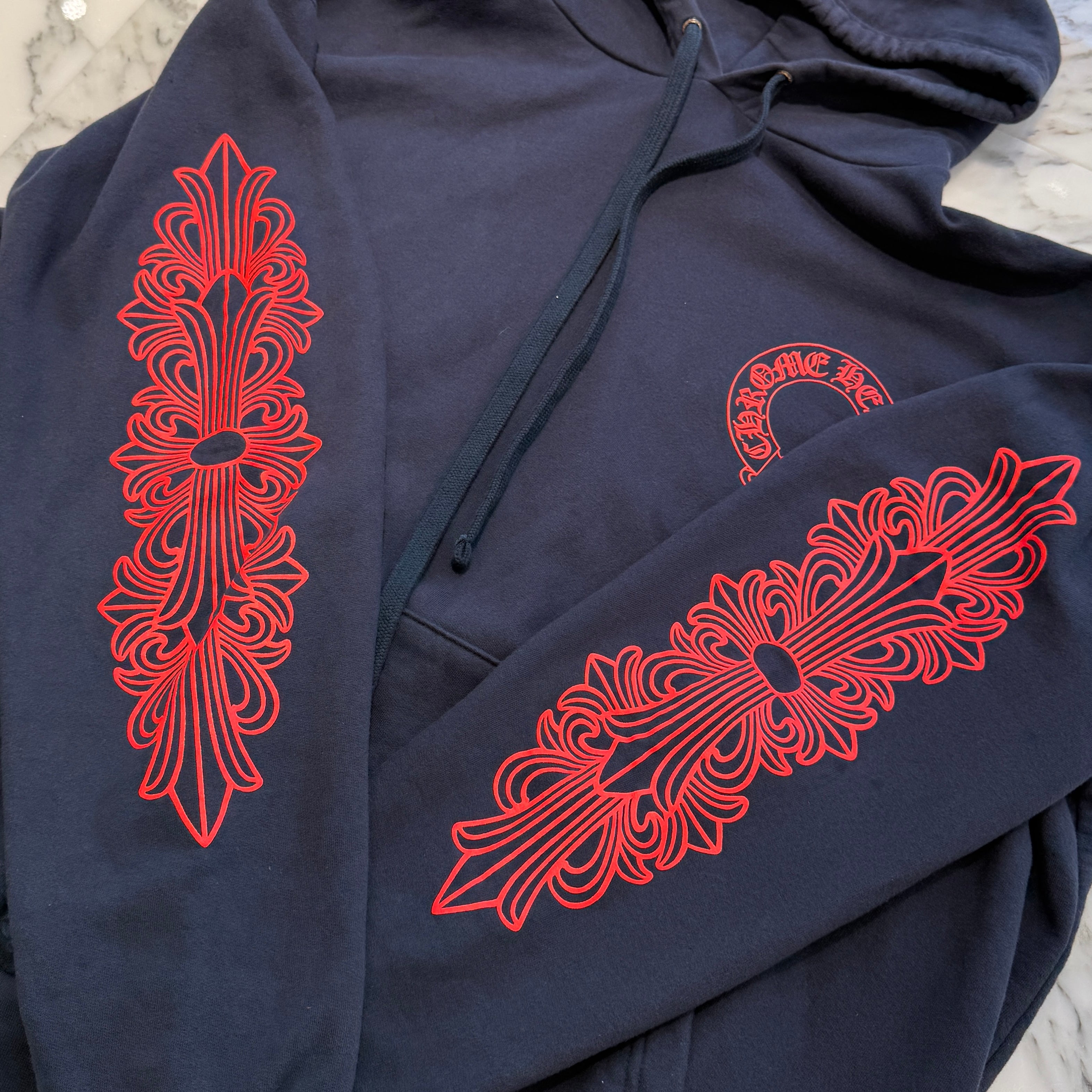 CHROME HEARTS 2025SS Floral Cross Horseshoe Pullover Hoodie Size XL クロムハーツ フローラルクロス ホースシュー プルオーバーフーディーサイズXL