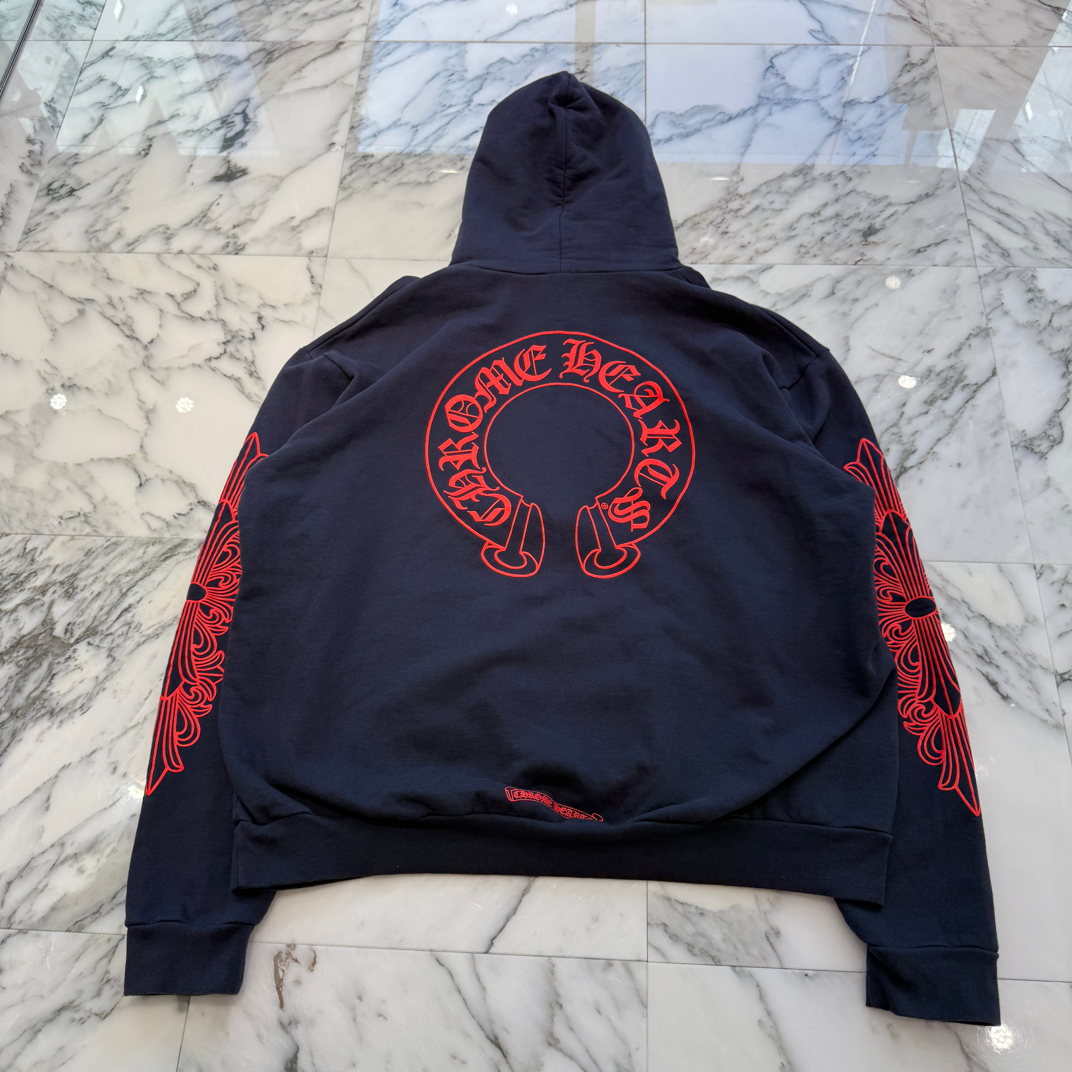 CHROME HEARTS 2025SS Floral Cross Horseshoe Pullover Hoodie Size XL クロムハーツ フローラルクロス ホースシュー プルオーバーフーディーサイズXL