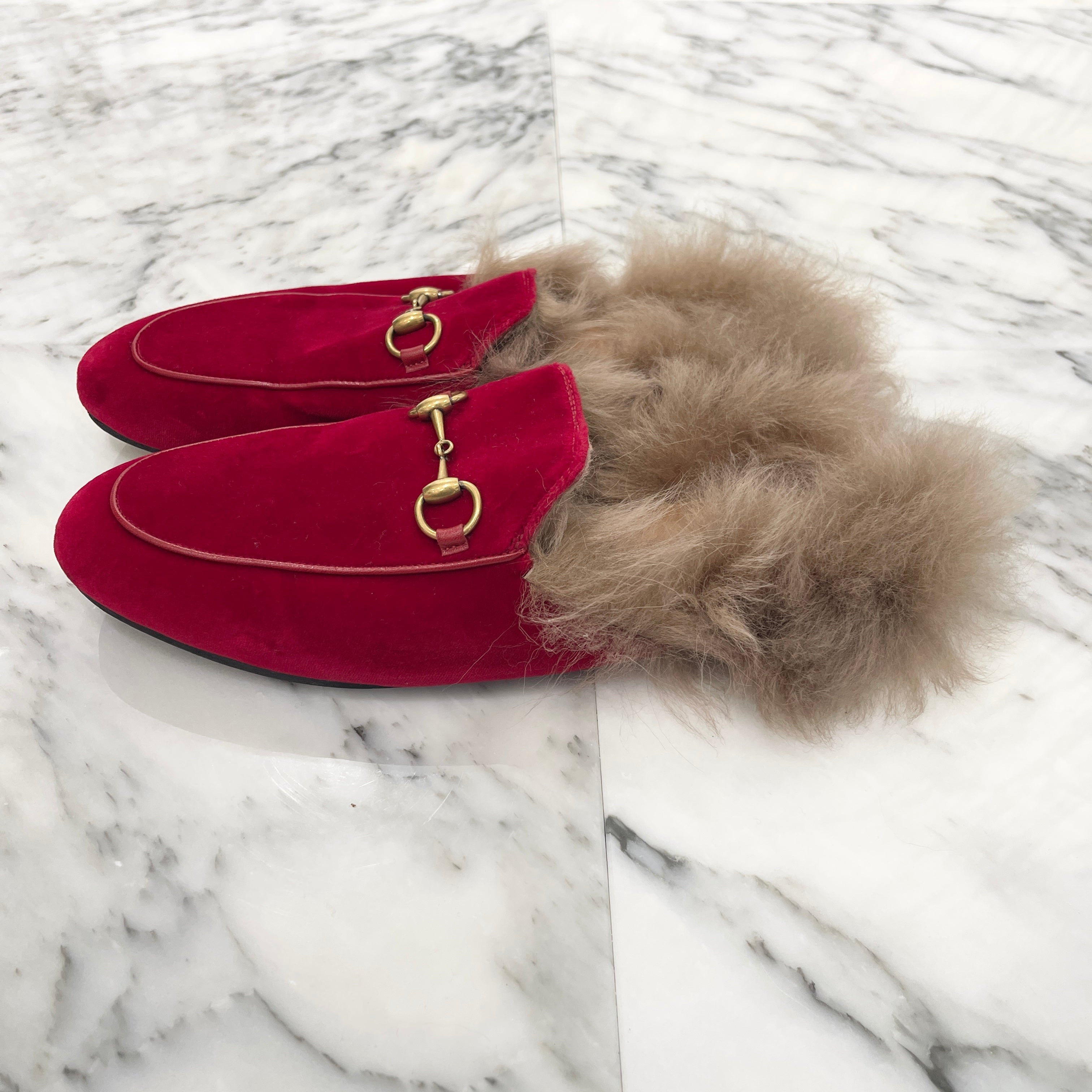 GUCCI 2021AW Princetown Fur Sandals Size 38 グッチ プリンスタウン