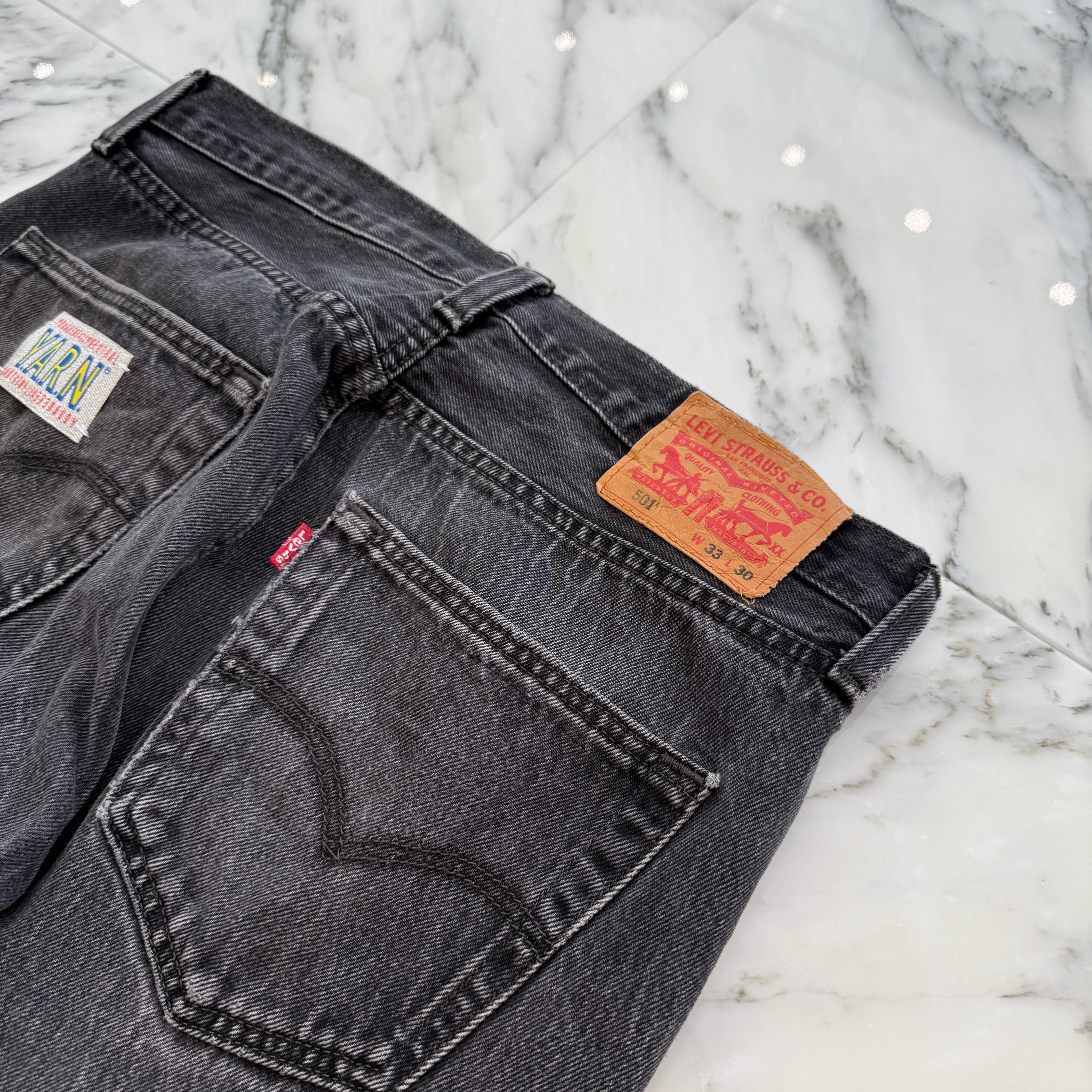 Y.A.R.N × mementos Levi's 501 Body Knit Scull Denim Pants Size W33×L30 ヤーン×メメントス リーバイス 501 ボディ ニットスカル デニムパンツ サイズW33×L30