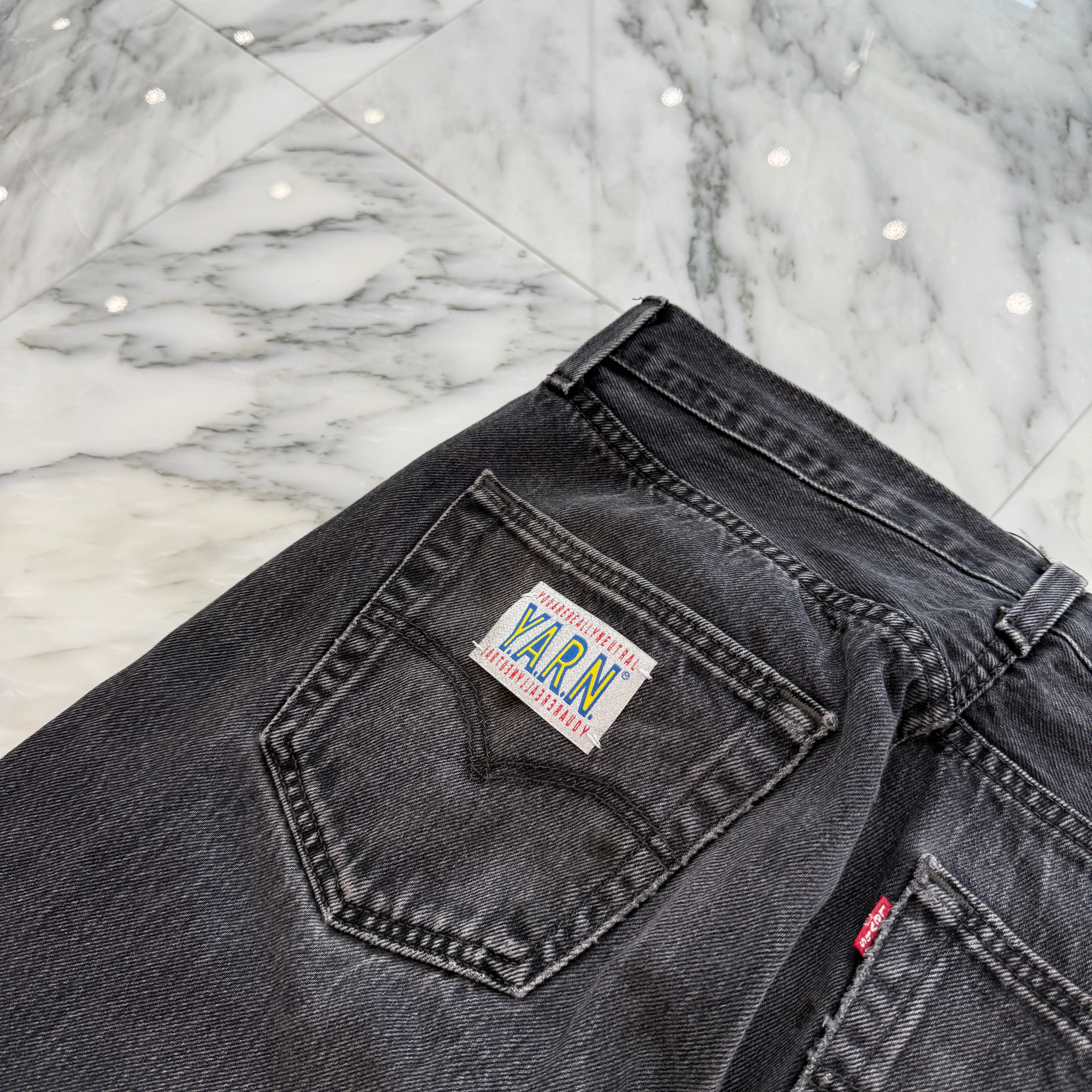 Y.A.R.N × mementos Levi's 501 Body Knit Scull Denim Pants Size W33×L30 ヤーン×メメントス リーバイス 501 ボディ ニットスカル デニムパンツ サイズW33×L30