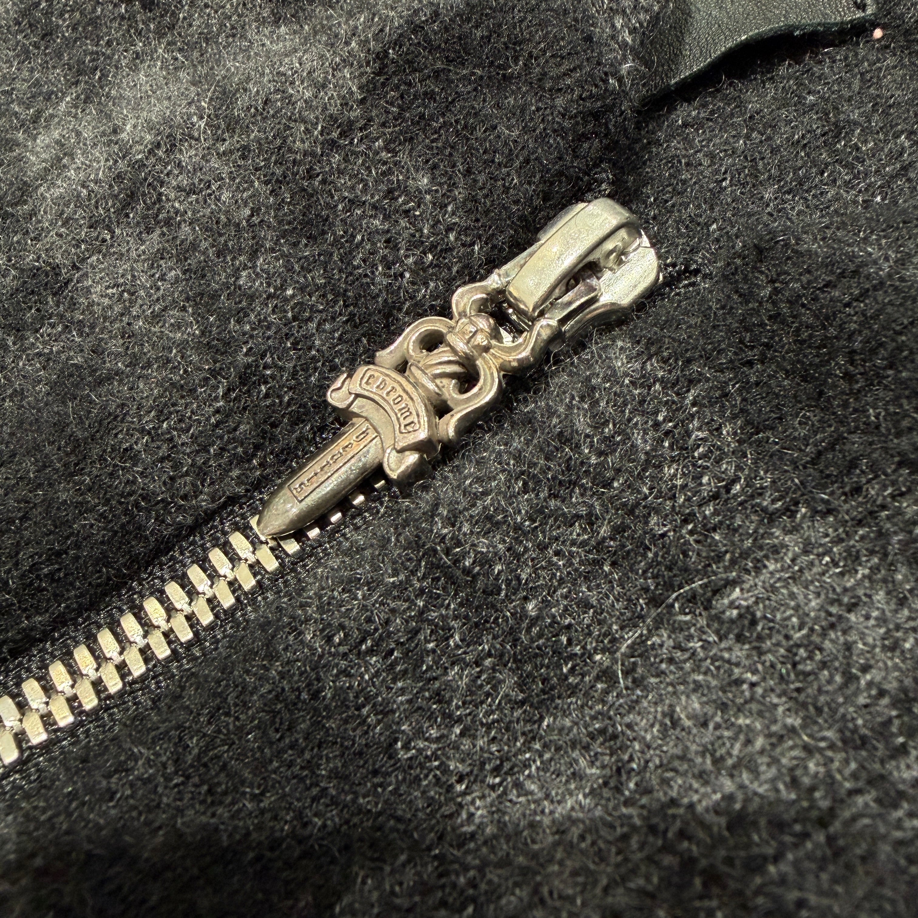 CHROME HEARTS Y NOT Leather Cross Patch Cashmere Zip Up Hoodie Size M クロムハーツ ワイノット レザークロスパッチ カシミヤ ジップアップ フーディ サイズM