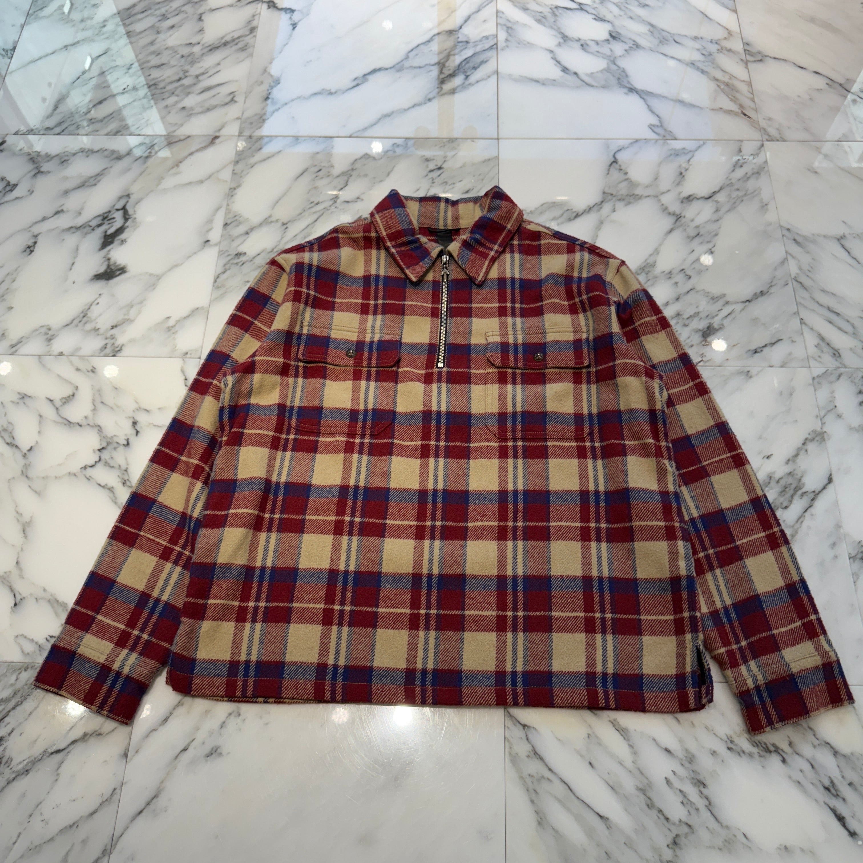 CHROME HEARTS Y NOT UNDER DOG Half Zip Pullover Check Shirt Size M クロムハーツ ワイノット アンダードッグ ハーフジップ プルオーバーチェックシャツ サイズM