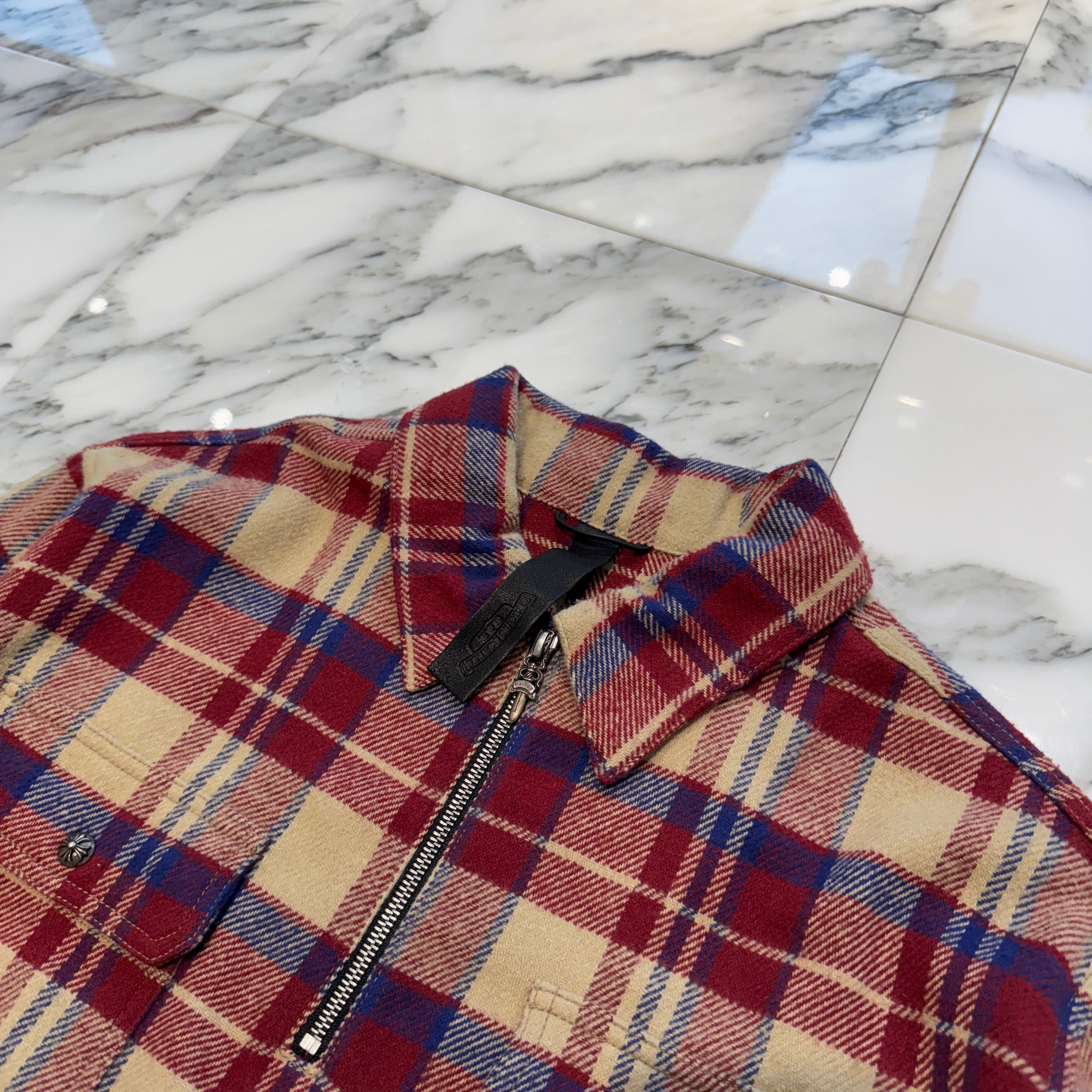 CHROME HEARTS Y NOT UNDER DOG Half Zip Pullover Check Shirt Size M クロムハーツ ワイノット アンダードッグ ハーフジップ プルオーバーチェックシャツ サイズM