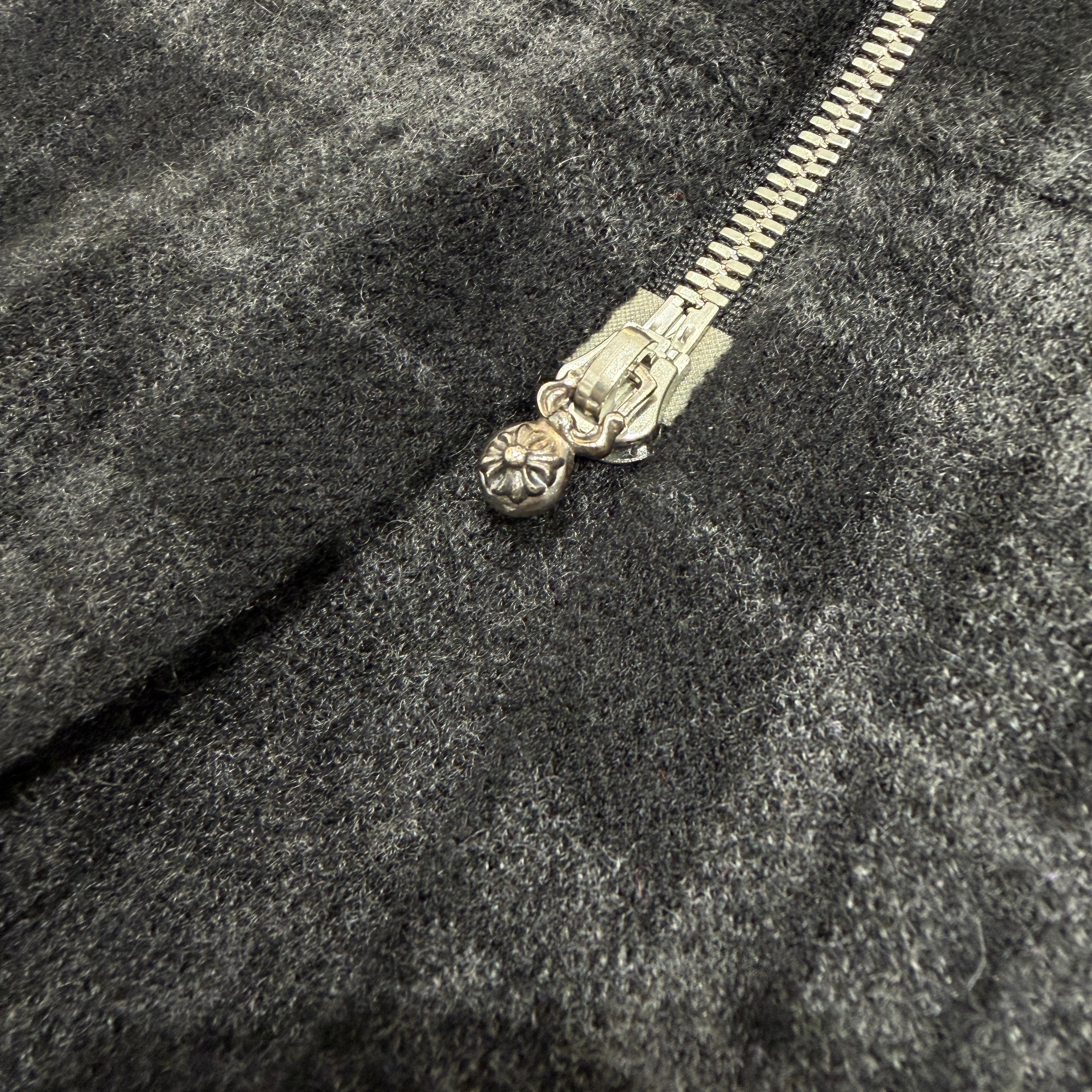 CHROME HEARTS Y NOT Leather Cross Patch Cashmere Zip Up Hoodie Size M クロムハーツ ワイノット レザークロスパッチ カシミヤ ジップアップ フーディ サイズM