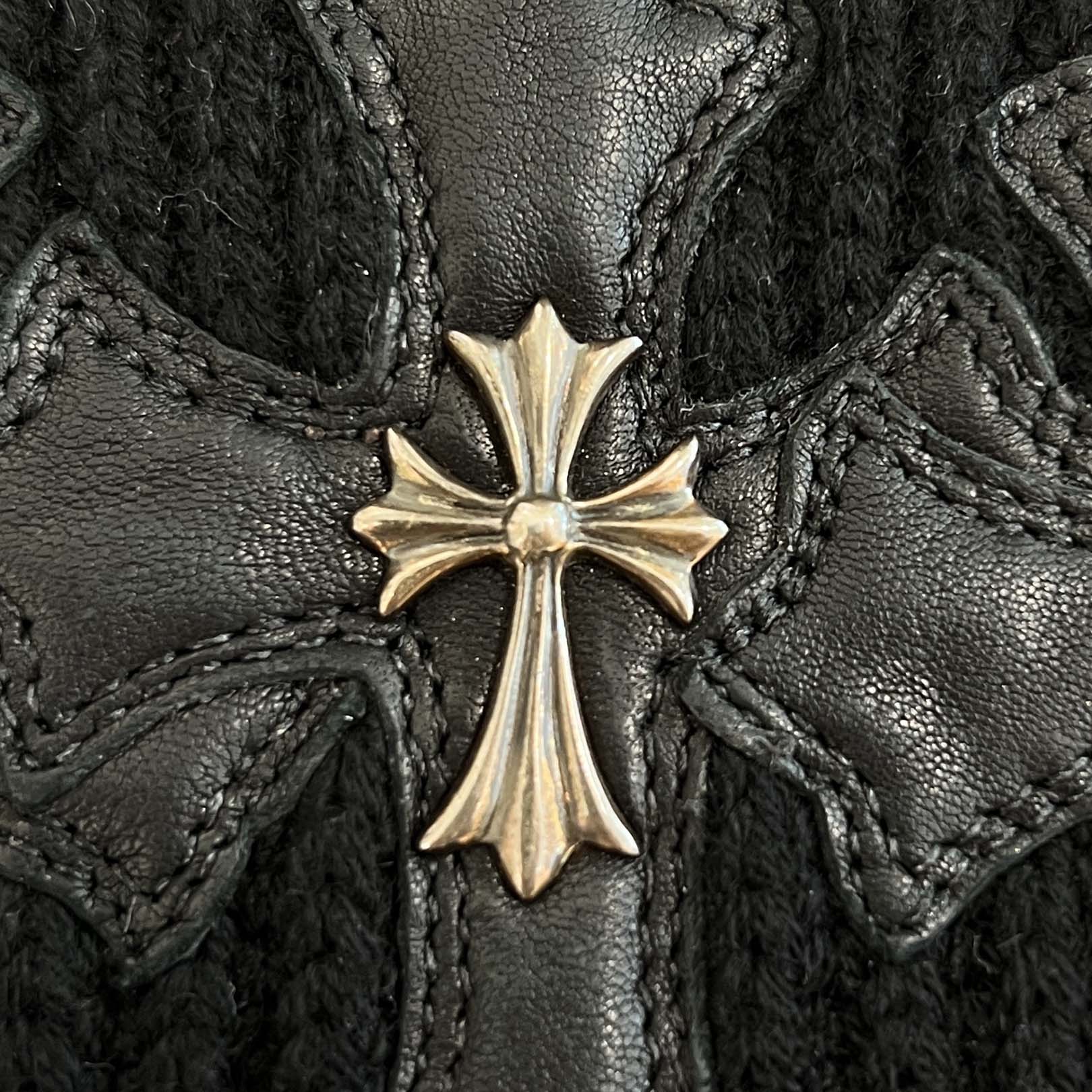 CHROME HEARTS Cashmere Leather 3 Cross Patch Beanie Size ONE SIZE (53-60) クロムハーツ カシミヤ レザー 3クロスパッチ ビーニー サイズONE SIZE (53-60)