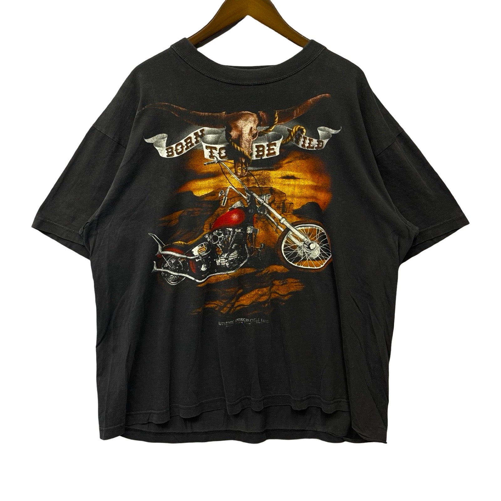 Vintage 90's Harley-Davidson "BORN TO BE WILD" Cow Head Bones S/S Tee