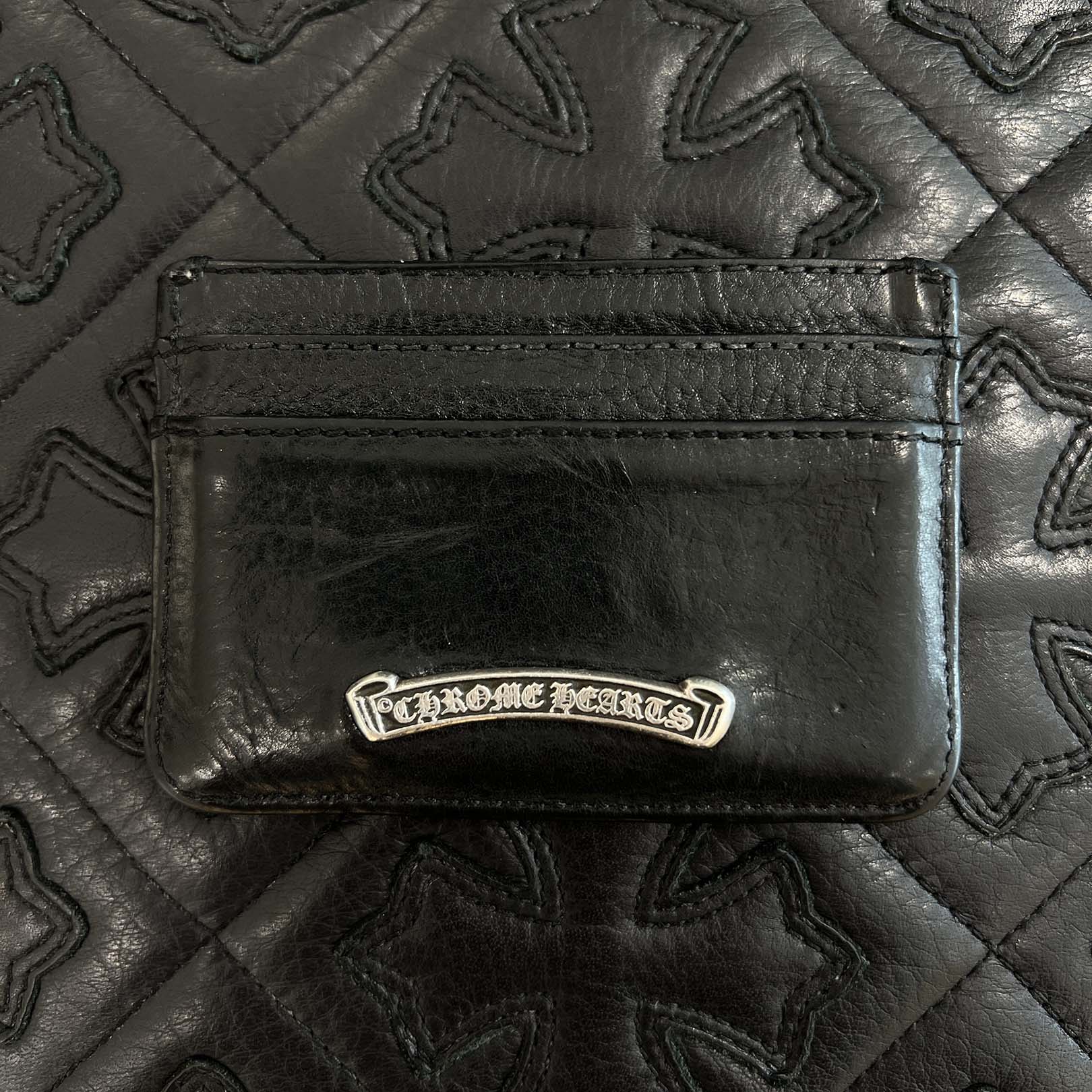 CHROME HEARTS レア CHクロスダブルサイドレザーカードケース 名刺入れ