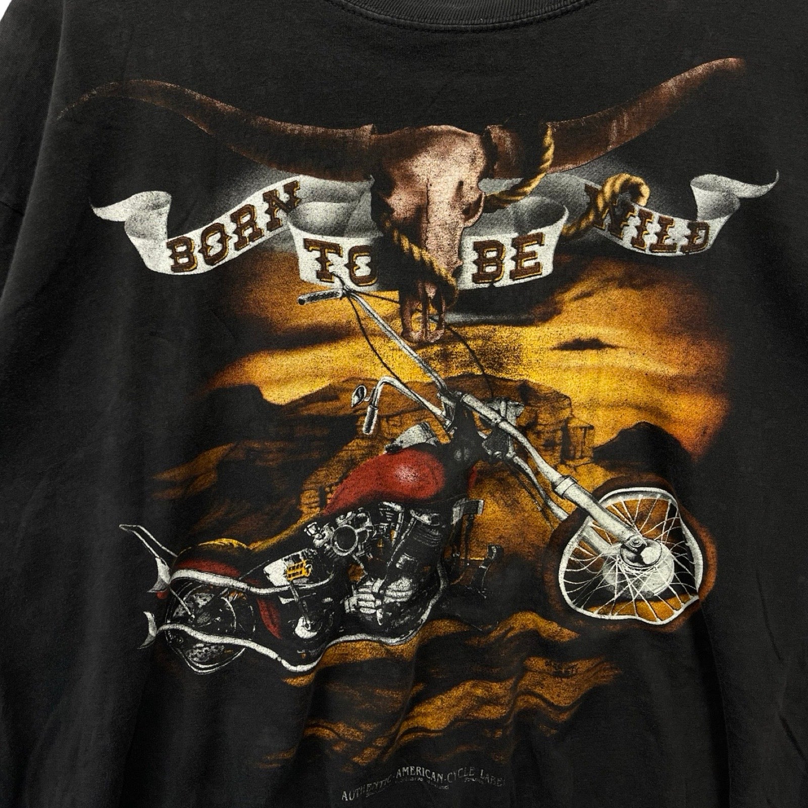 Vintage 90's Harley-Davidson "BORN TO BE WILD" Cow Head Bones S/S Tee