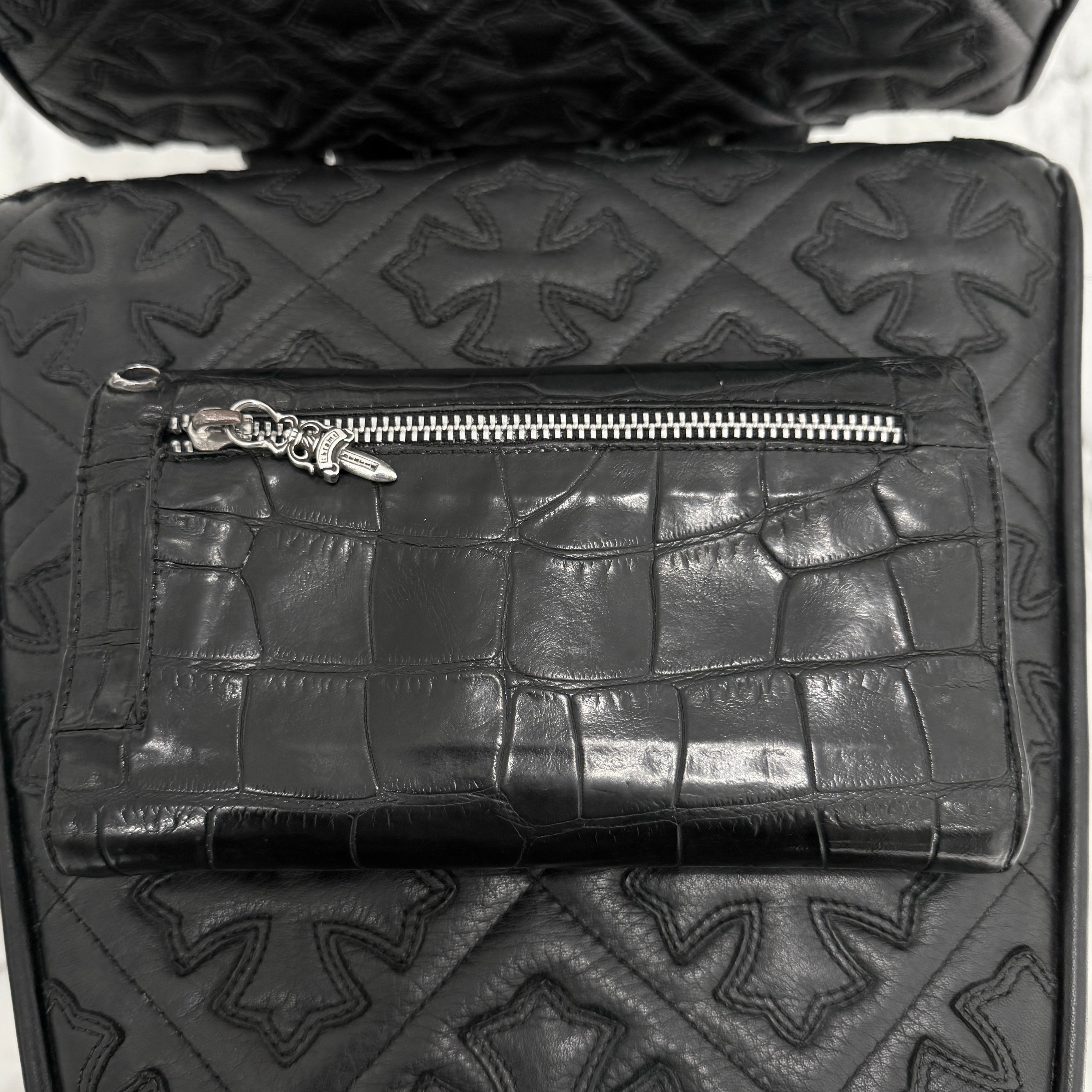CHROME HEARTS Alligator Leather Wave Cross Ball Wallet クロム