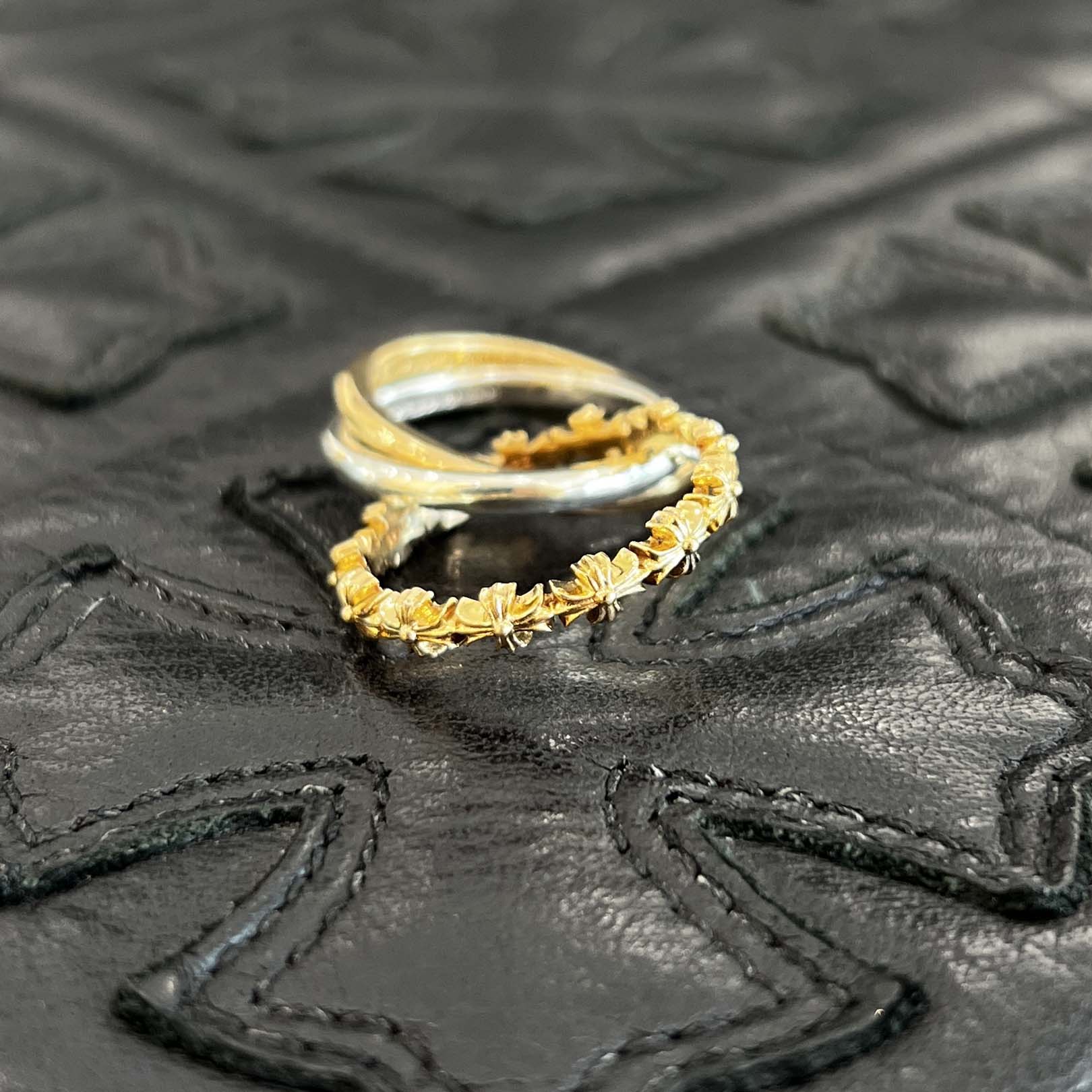 CHROME HEARTS 22K / SILVER 925 TINY E CH PLS BAND TRPL Combination Ring Size 12号 クロムハーツ タイニーE CHプラス バンド トリプルコンビ リング サイズ12号