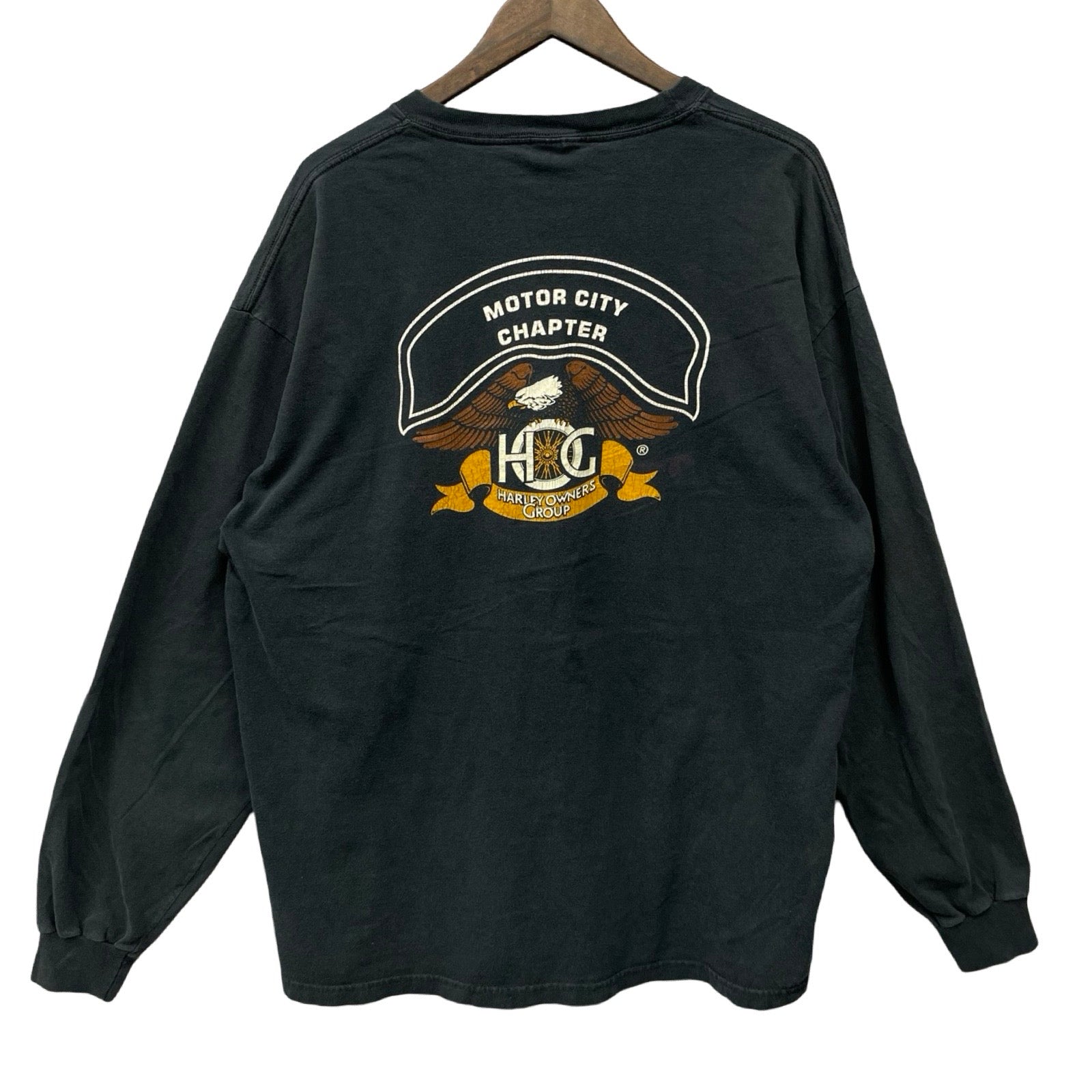 Vintage 00's Harley-Davidson "MOTOR CITY CHAPTER" Harley Owners Group L/S Tee Size XL
