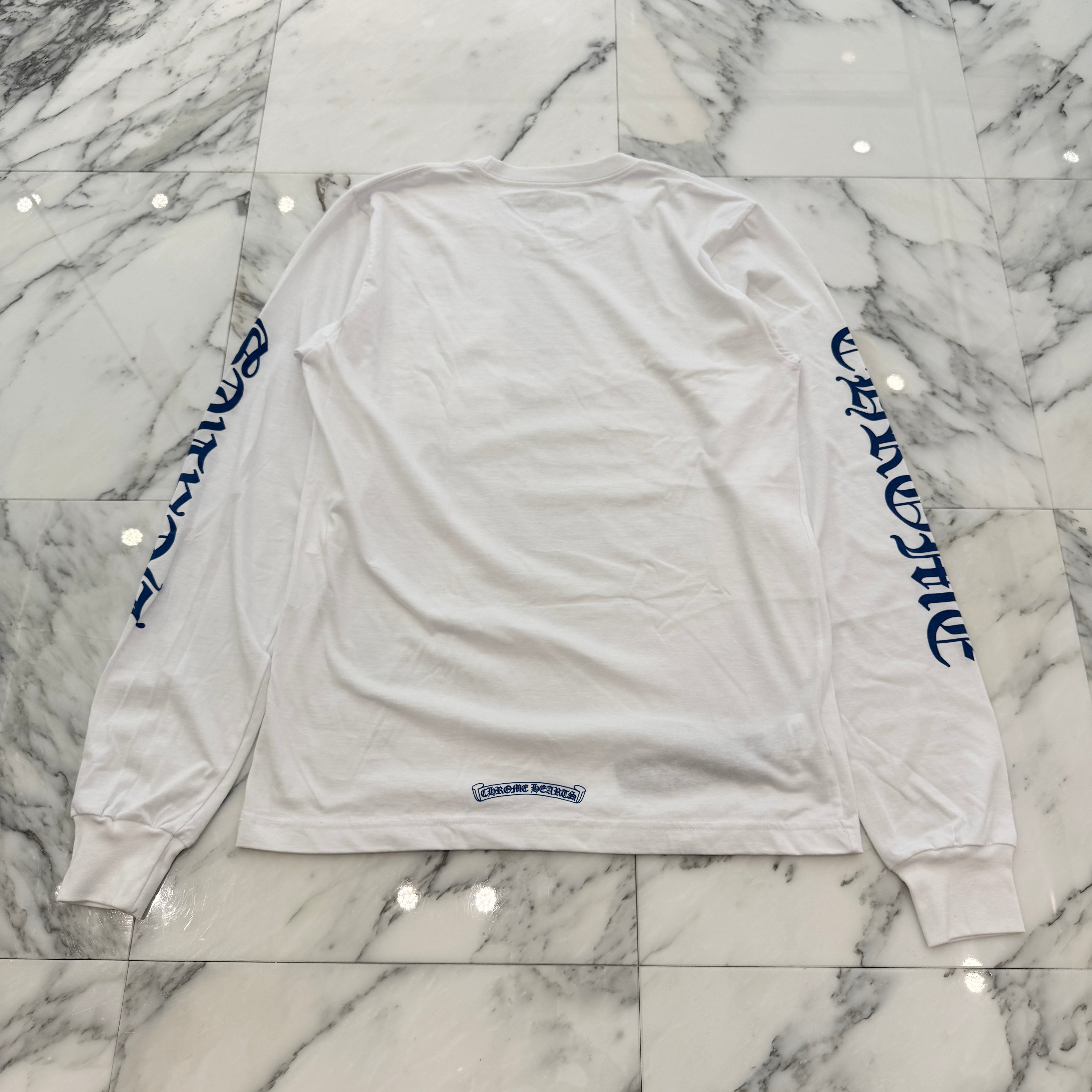 CHROME HEARTS 2025SS Old English Neck Logo Neon Blue Long Sleeve Tee Size M クロムハーツ オールドイングリッシュ ネックロゴ ネオンブルー ロングスリーブ Tシャツ サイズM