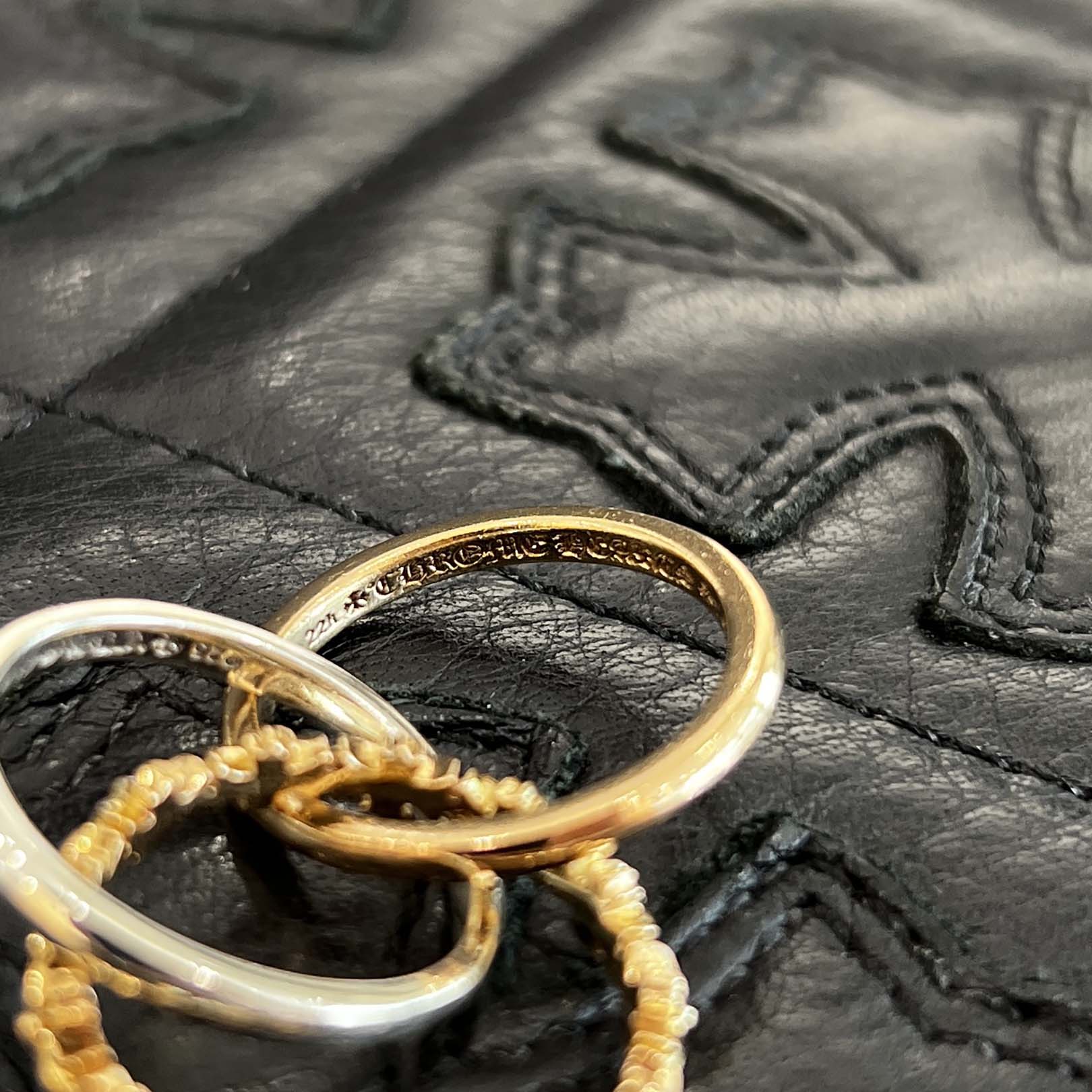 CHROME HEARTS 22K / SILVER 925 TINY E CH PLS BAND TRPL Combination Ring Size 12号 クロムハーツ タイニーE CHプラス バンド トリプルコンビ リング サイズ12号