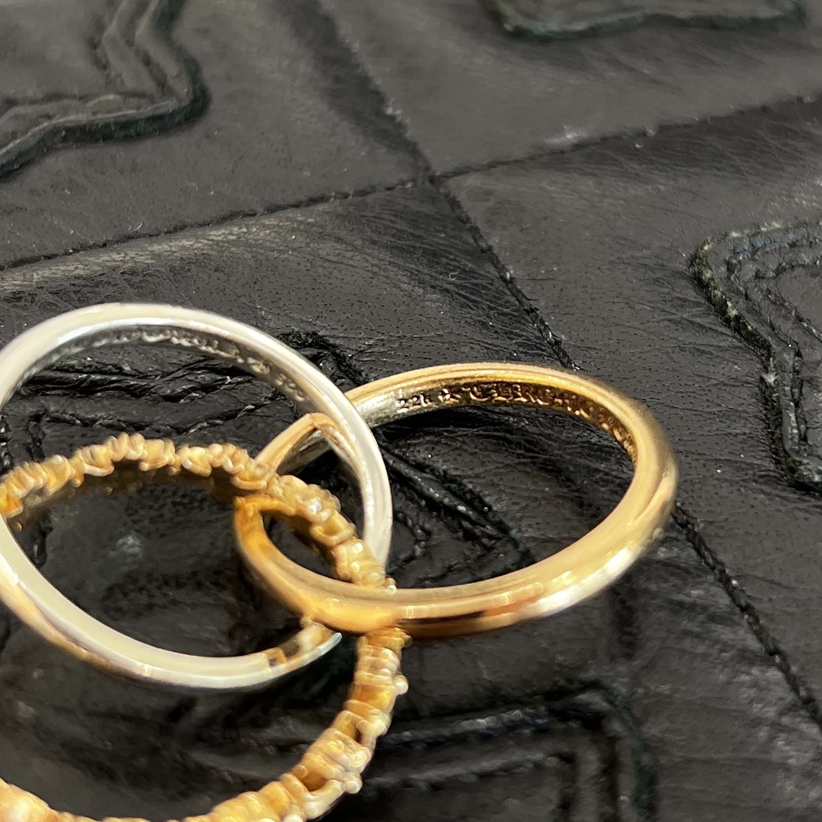 CHROME HEARTS 22K / SILVER 925 TINY E CH PLS BAND TRPL Combination Ring Size 12号 クロムハーツ タイニーE CHプラス バンド トリプルコンビ リング サイズ12号