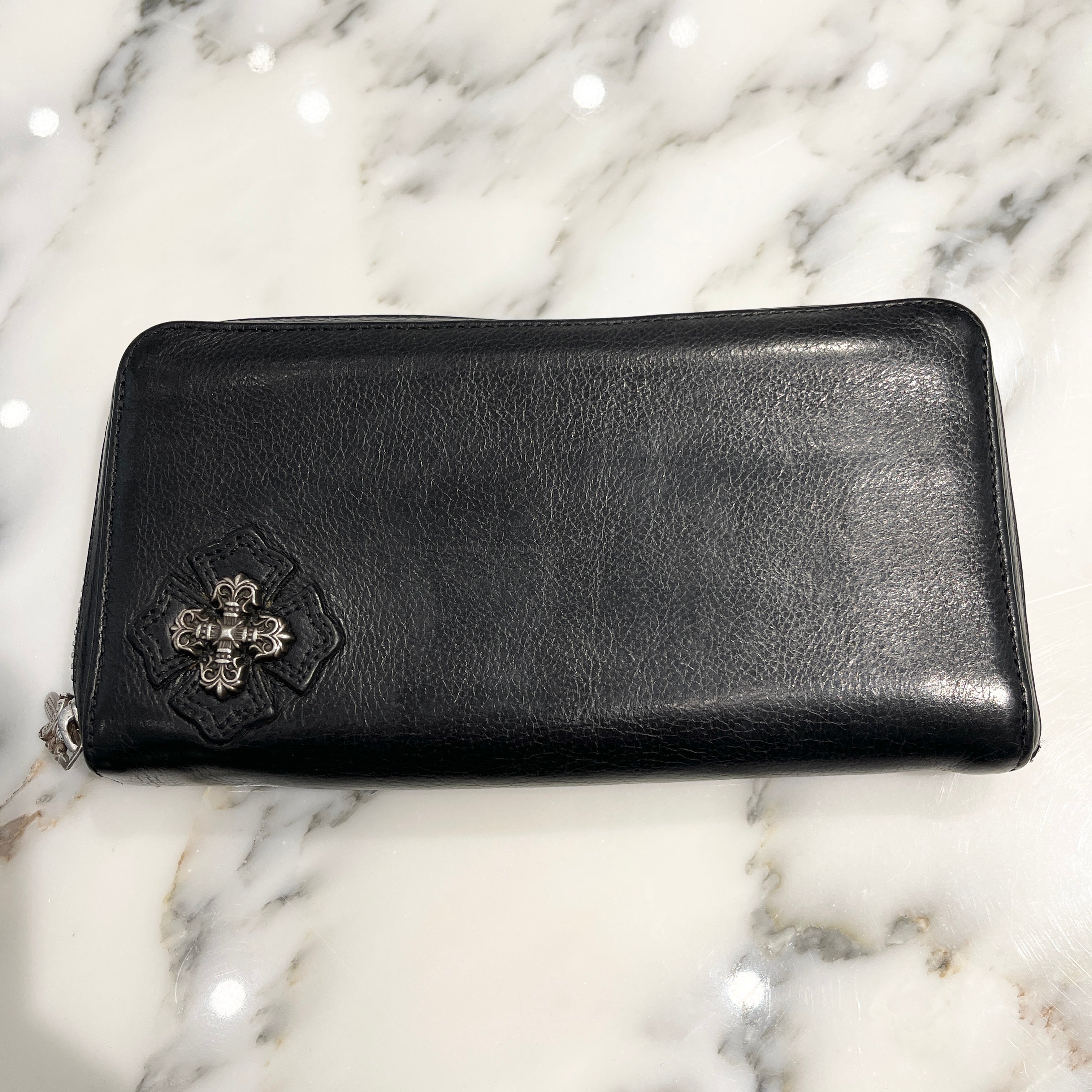 CHROME HEARTS Filigree Plus Leather Patch Round Zip Wallet クロムハーツ フィリグリープラス レザーパッチ ウォレット