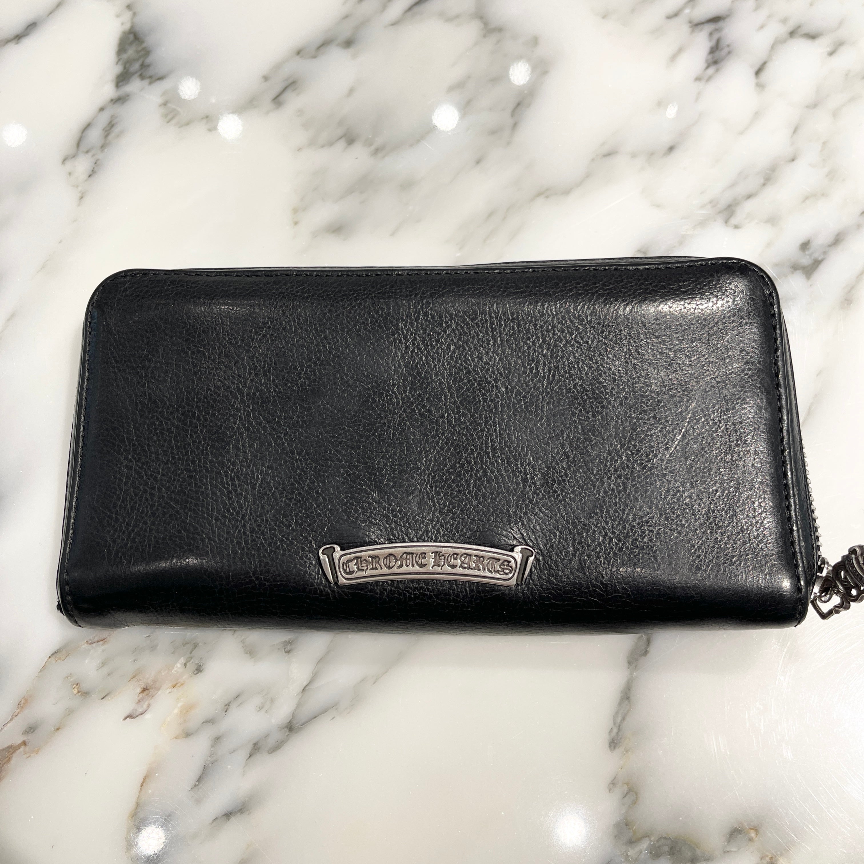 CHROME HEARTS Filigree Plus Leather Patch Round Zip Wallet クロムハーツ フィリグリープラス レザーパッチ ウォレット