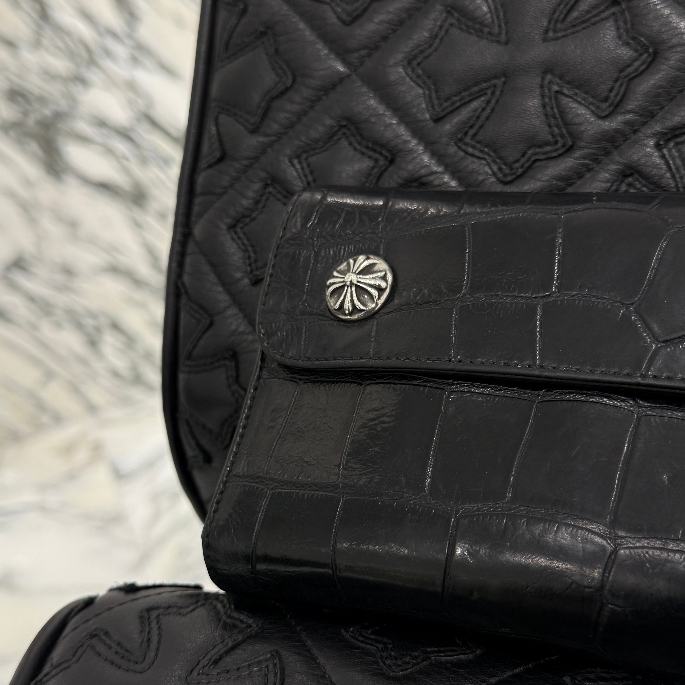 CHROME HEARTS Alligator Leather Wave Cross Ball Wallet クロム