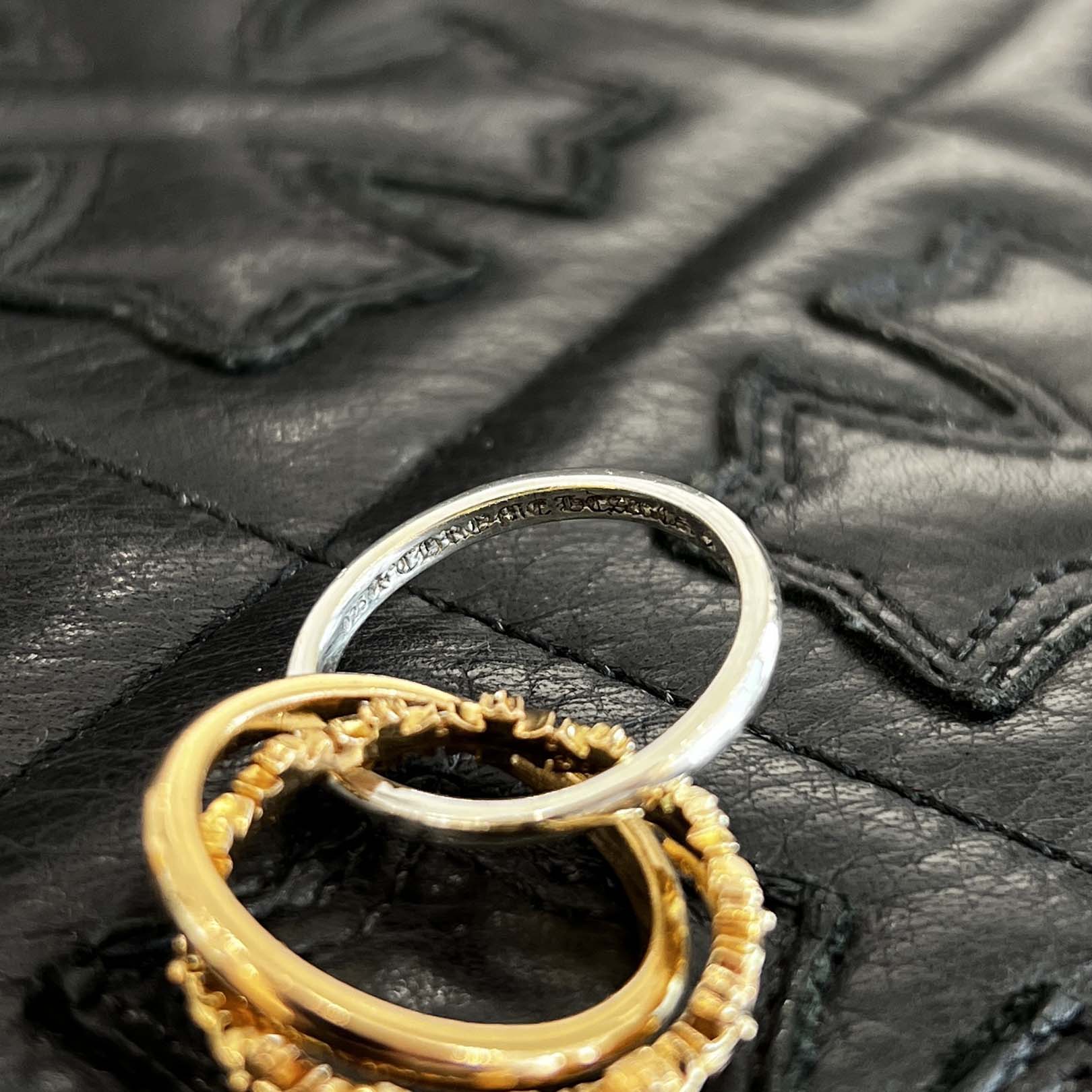 CHROME HEARTS 22K / SILVER 925 TINY E CH PLS BAND TRPL Combination