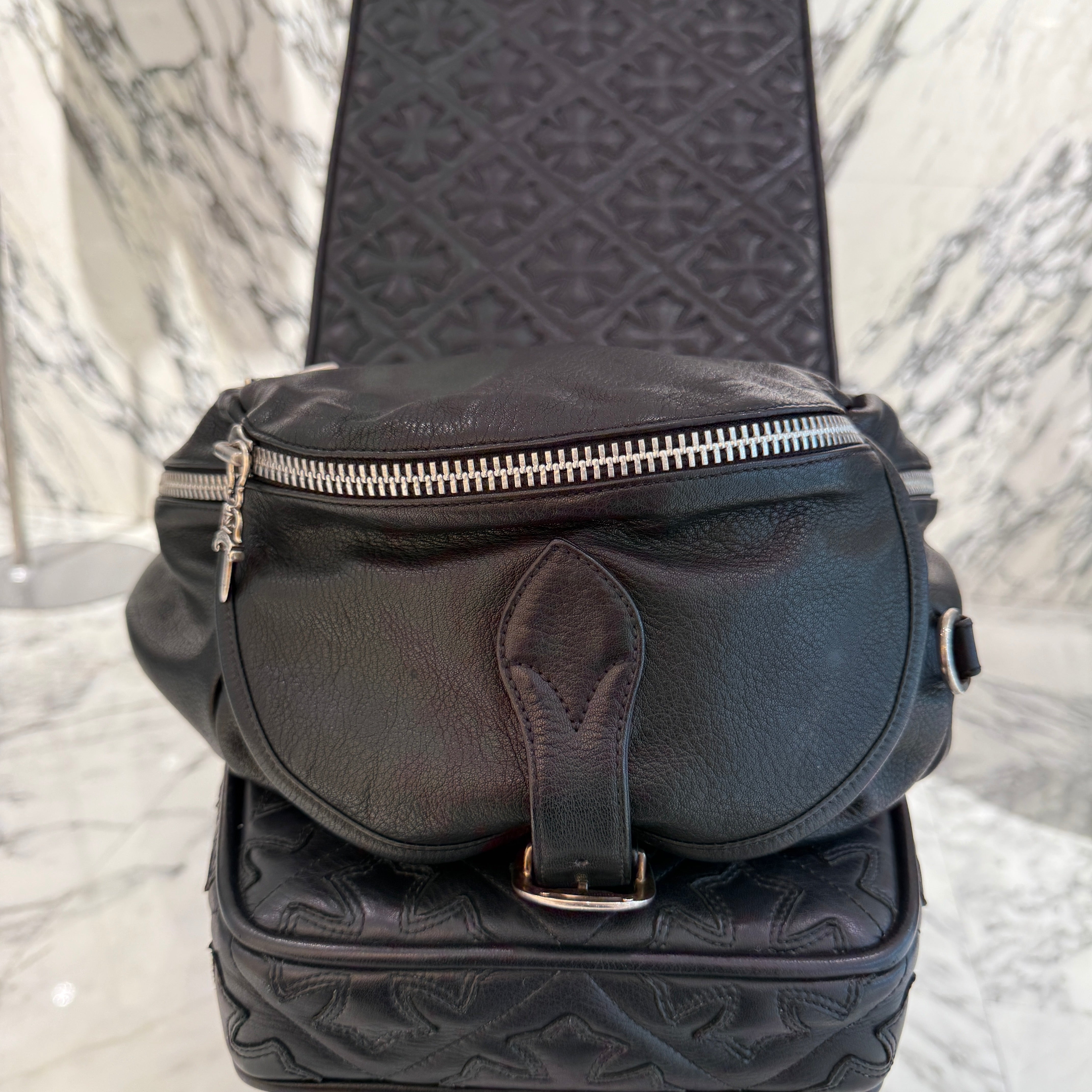 CHROME HEARTS 1 SNAT PACK MEDIUM LEATHER WAIST BAG Size XL クロム