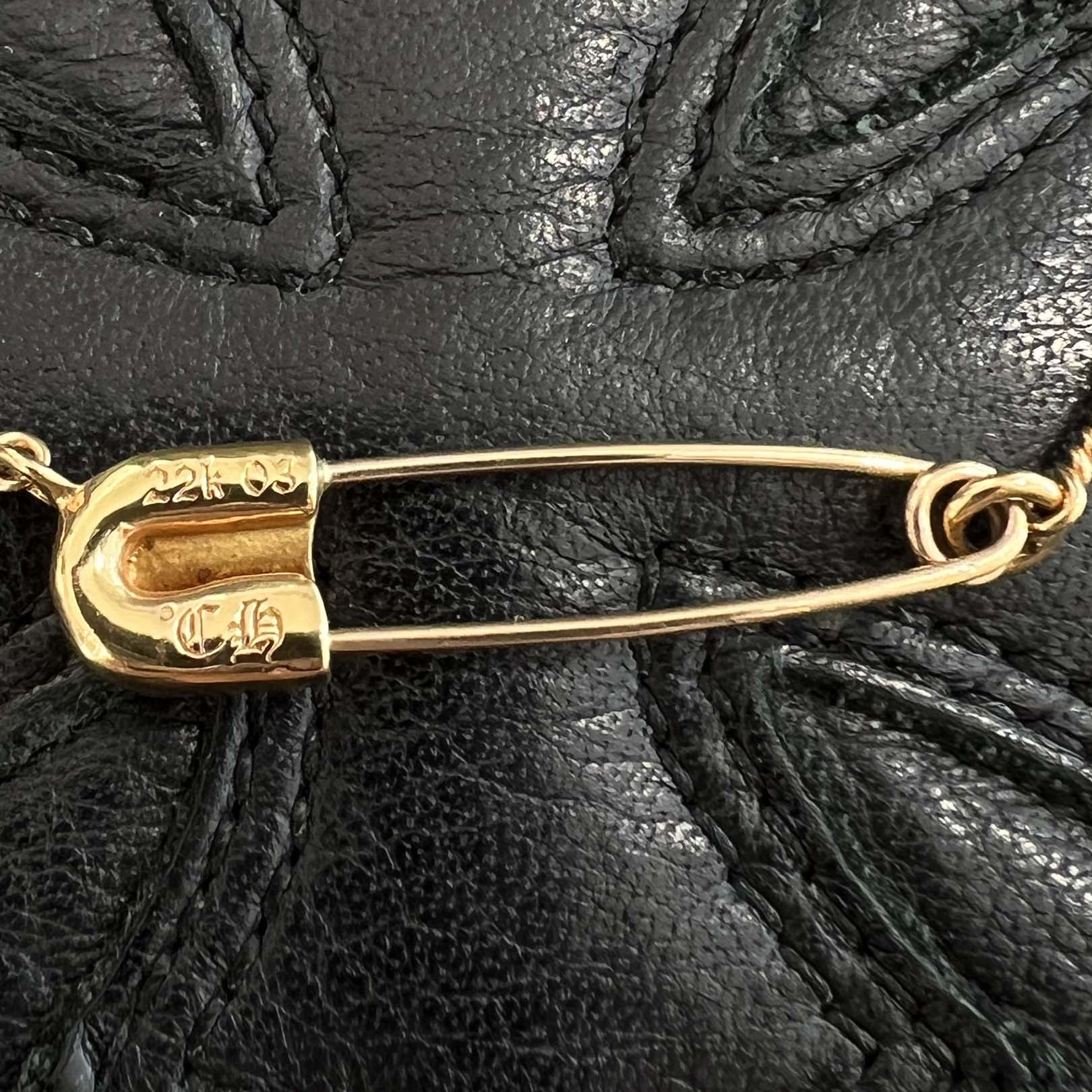 CHROME HEARTS 22K Safety Pin 1 Diamond Twist Chain Necklace Size 20 Inch クロムハーツ 22K セーフティピン 1ダイヤモンド ツイストチェーン ネックレス 20インチ