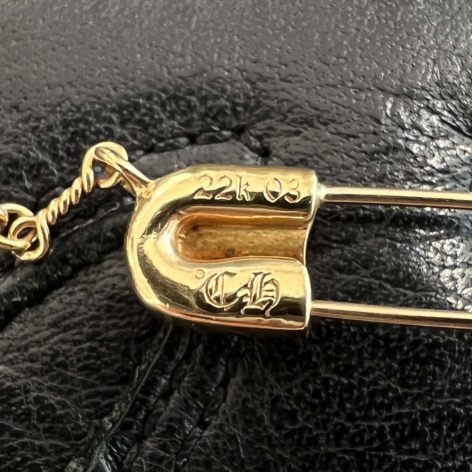 CHROME HEARTS 22K Safety Pin 1 Diamond Twist Chain Necklace Size 20 Inch クロムハーツ 22K セーフティピン 1ダイヤモンド ツイストチェーン ネックレス 20インチ