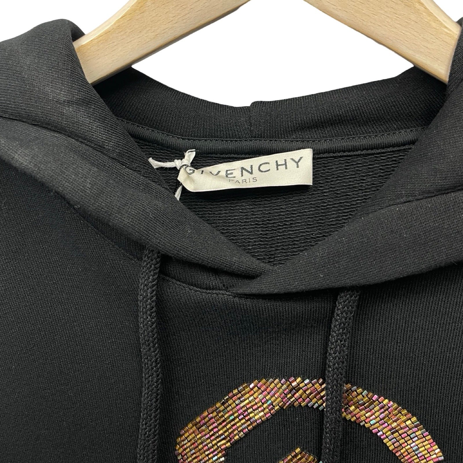GIVENCHY 2021AW Beaded Logo Embroidery Pullover Hoodie BMJ09Z30AF Size S