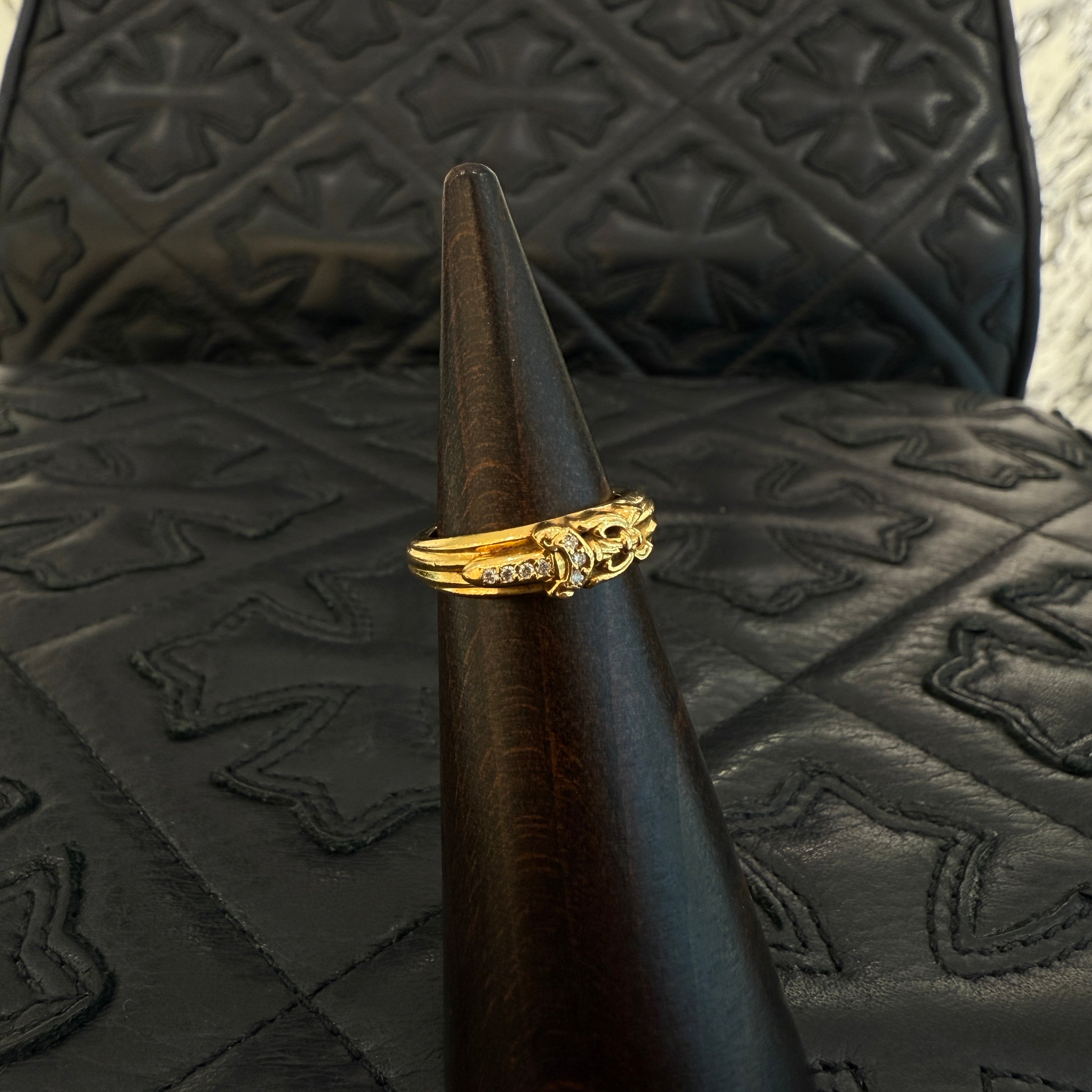 CHROME HEARTS 22K Baby Classic Dagger Ring Pave Diamond Size 6号 クロムハーツ 22K ベイビークラシック ダガーリング パヴェダイヤモンド サイズ6号