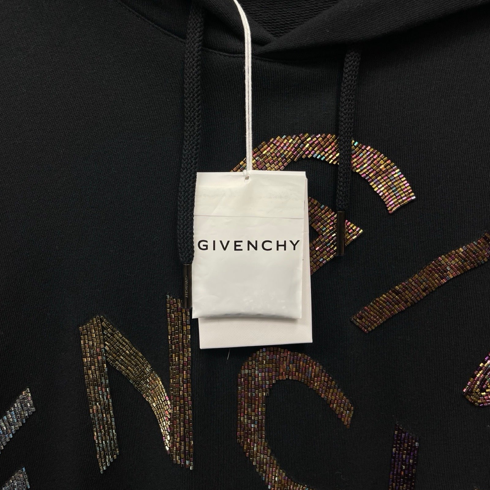 GIVENCHY 2021AW Beaded Logo Embroidery Pullover Hoodie BMJ09Z30AF Size S