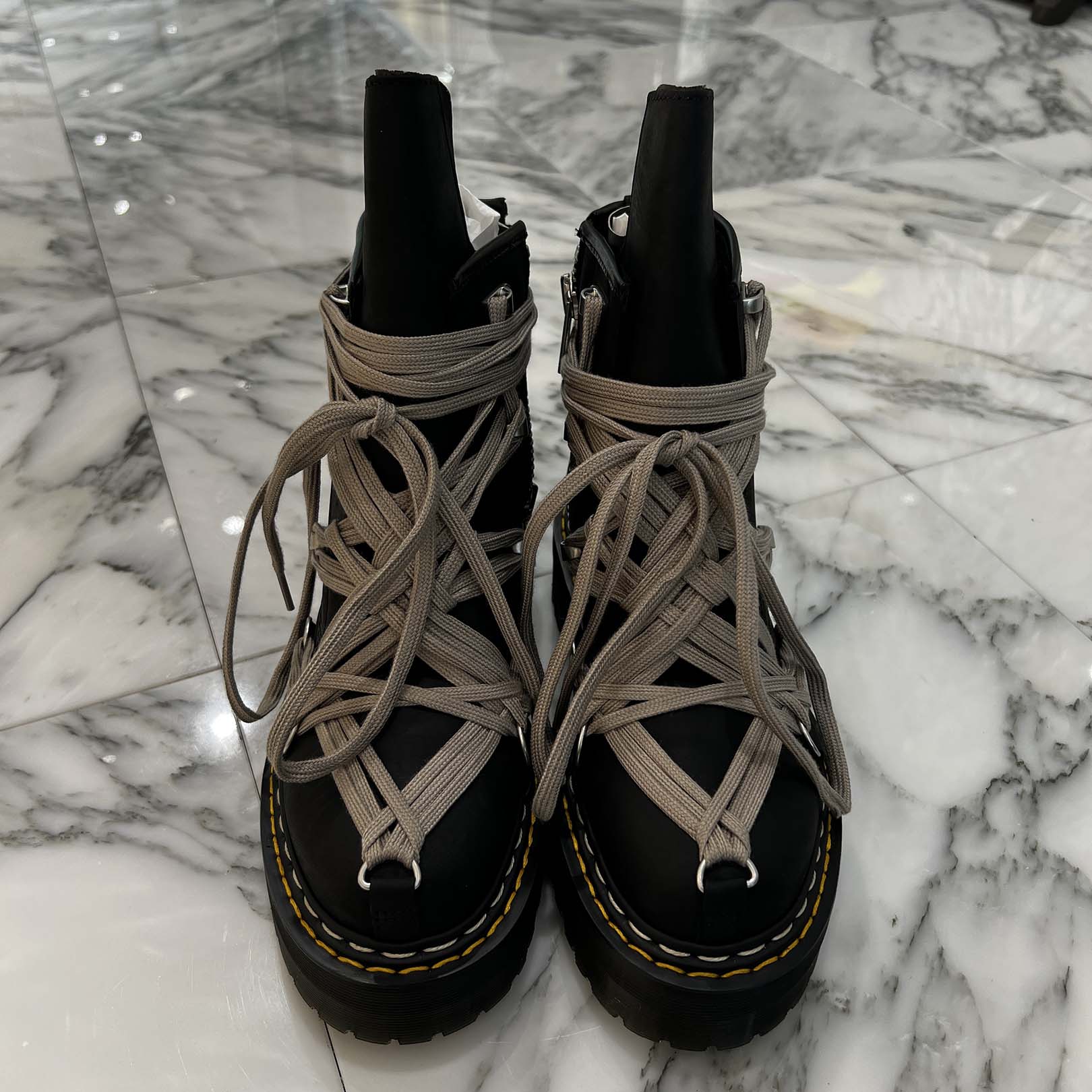 Rick Owens × Dr.Martens 1460 QUAD SOLE MEGALACE Boot DW02E68128001 Size UK6(25.0cm) リックオウエンス×ドクターマーチン 1460 クアッドソール メガレースブーツ サイズUK6(25.0cm)