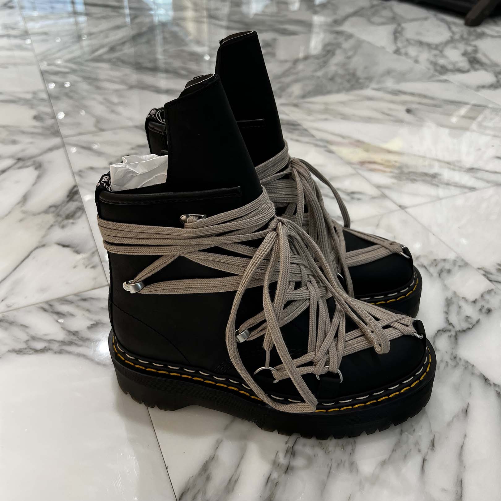 Rick Owens × Dr.Martens 1460 QUAD SOLE MEGALACE Boot DW02E68128001 Size UK6(25.0cm) リックオウエンス×ドクターマーチン 1460 クアッドソール メガレースブーツ サイズUK6(25.0cm)