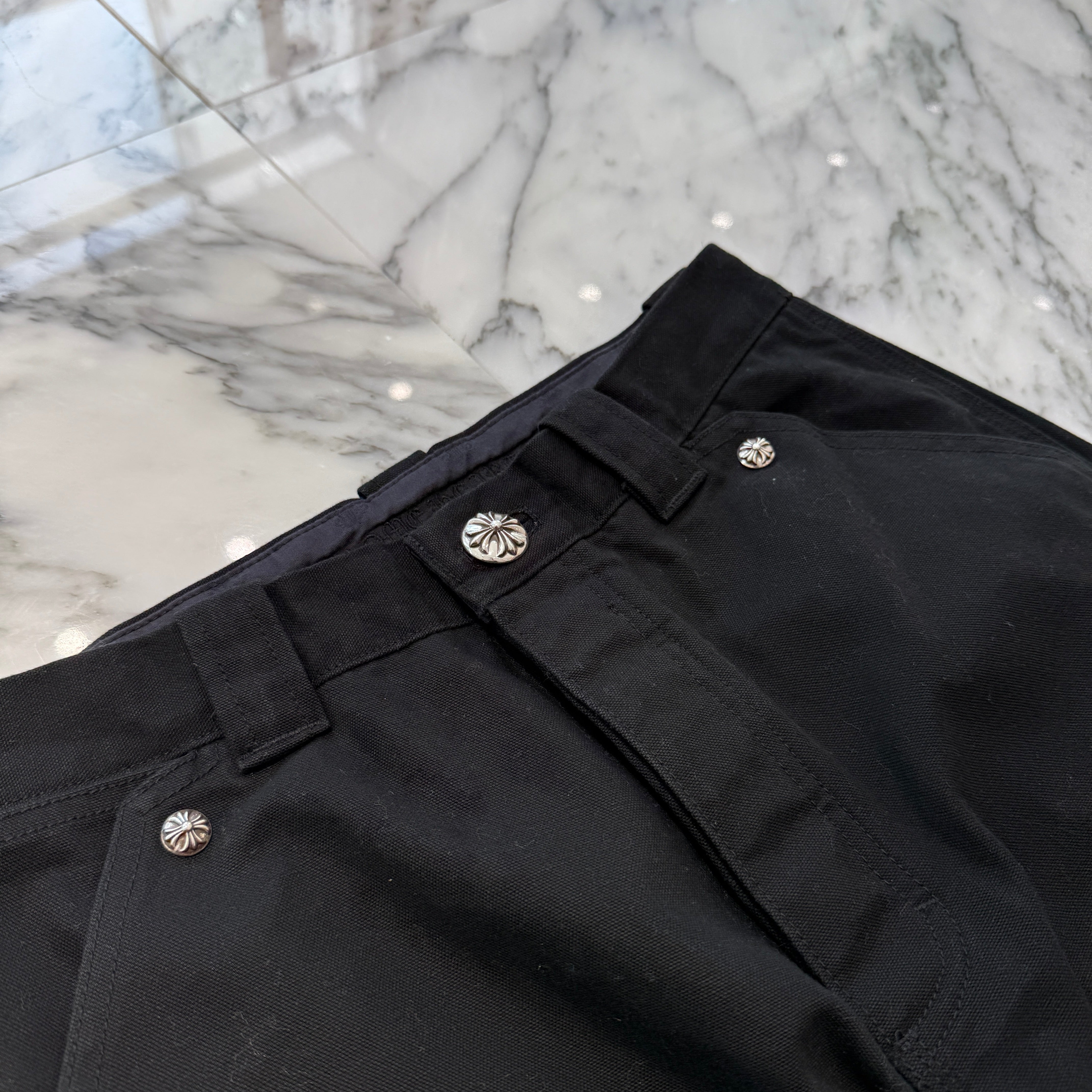 CHROME HEARTS Carpenter Cross Ball Button Denim Pants Size 30