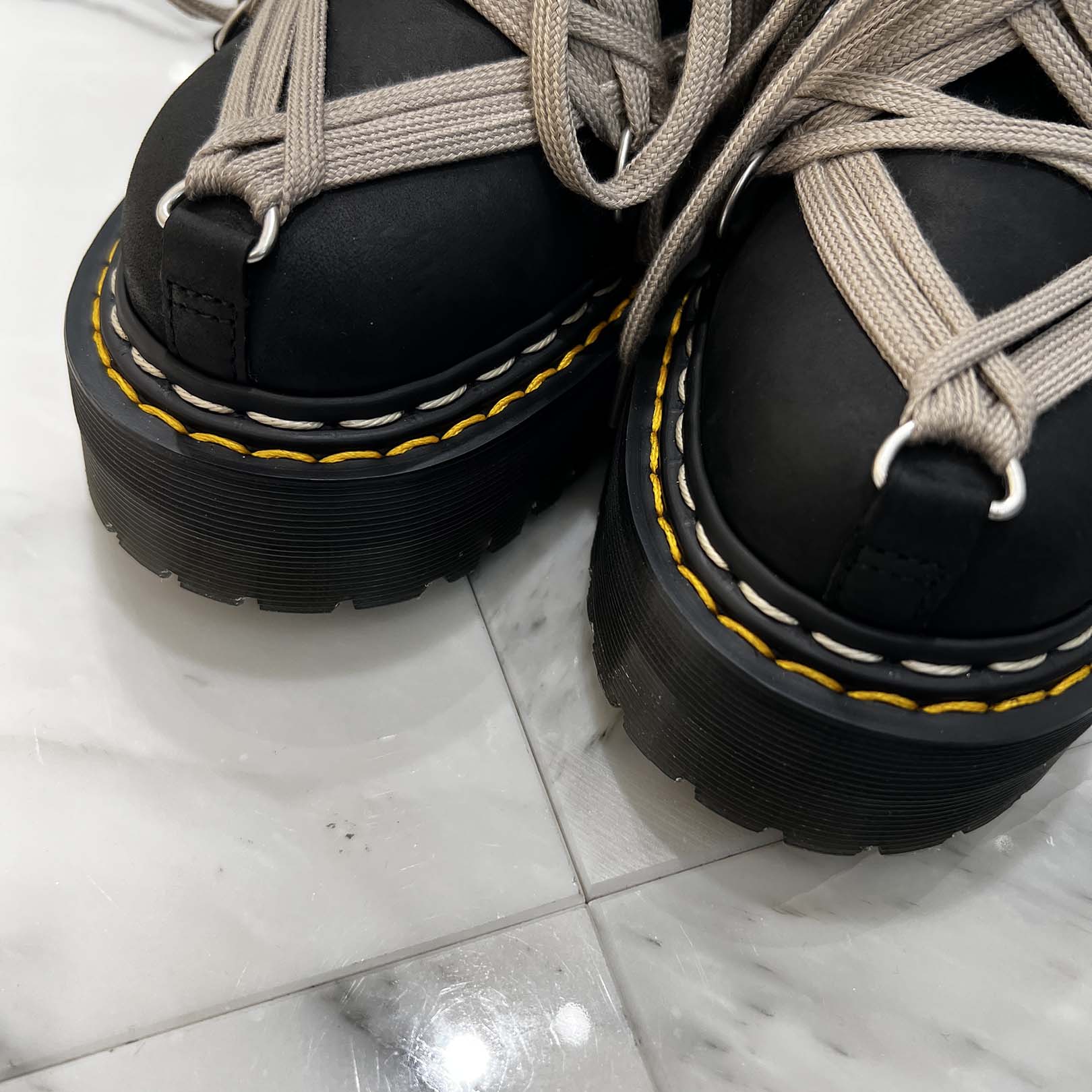 Rick Owens × Dr.Martens 1460 QUAD SOLE MEGALACE Boot DW02E68128001 Size UK6(25.0cm) リックオウエンス×ドクターマーチン 1460 クアッドソール メガレースブーツ サイズUK6(25.0cm)