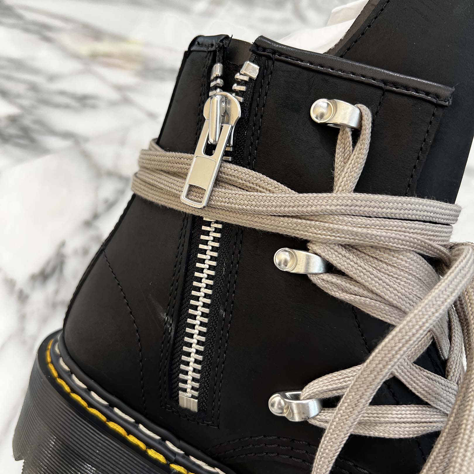 Rick Owens × Dr.Martens 1460 QUAD SOLE MEGALACE Boot DW02E68128001 Size UK6(25.0cm) リックオウエンス×ドクターマーチン 1460 クアッドソール メガレースブーツ サイズUK6(25.0cm)