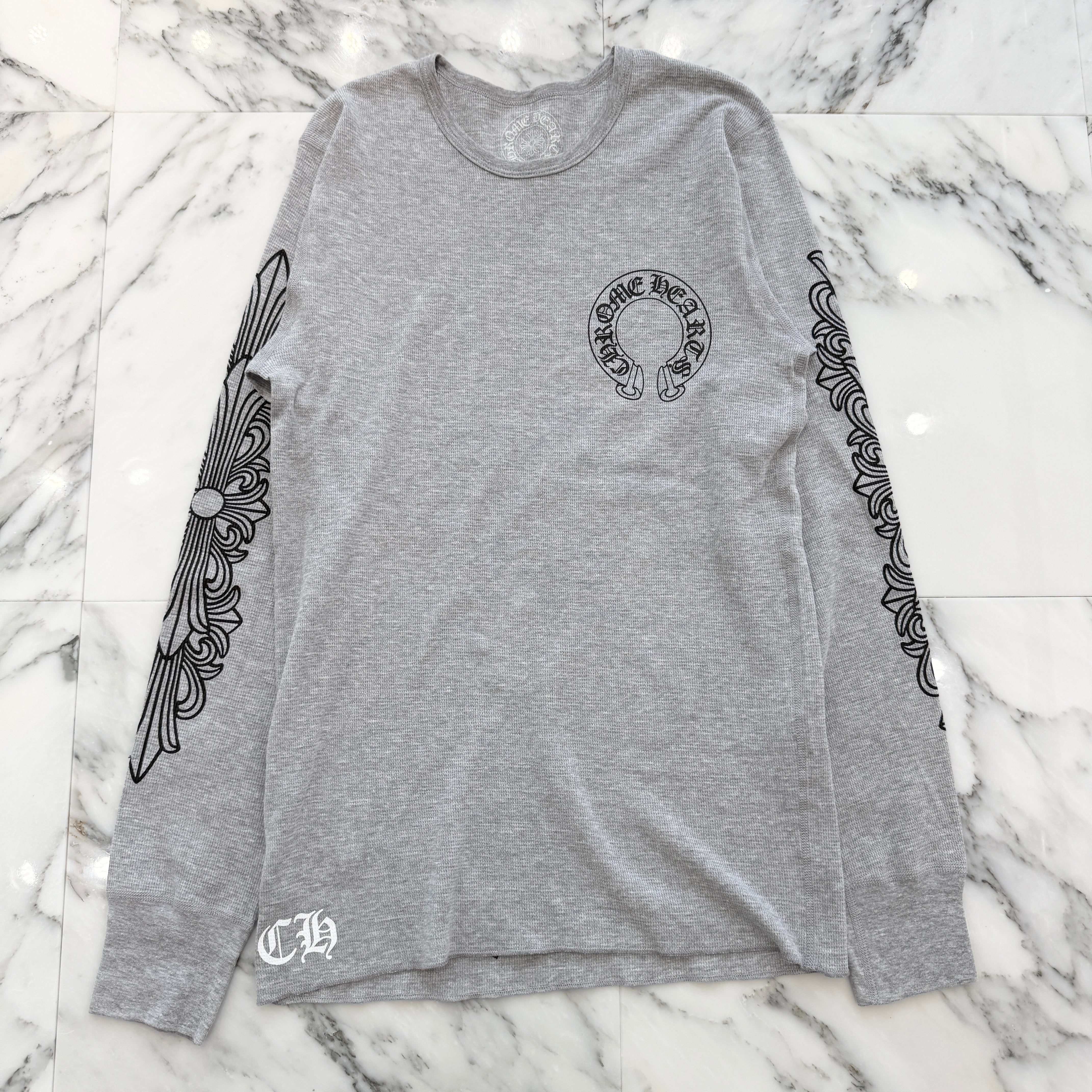CHROME HEARTS 2025SS Floral Cross Horseshoe Thermal Long Sleeve Tee Size L クロムハーツ フローラルクロス ホースシュー サーマル ロングスリーブTシャツ サイズL
