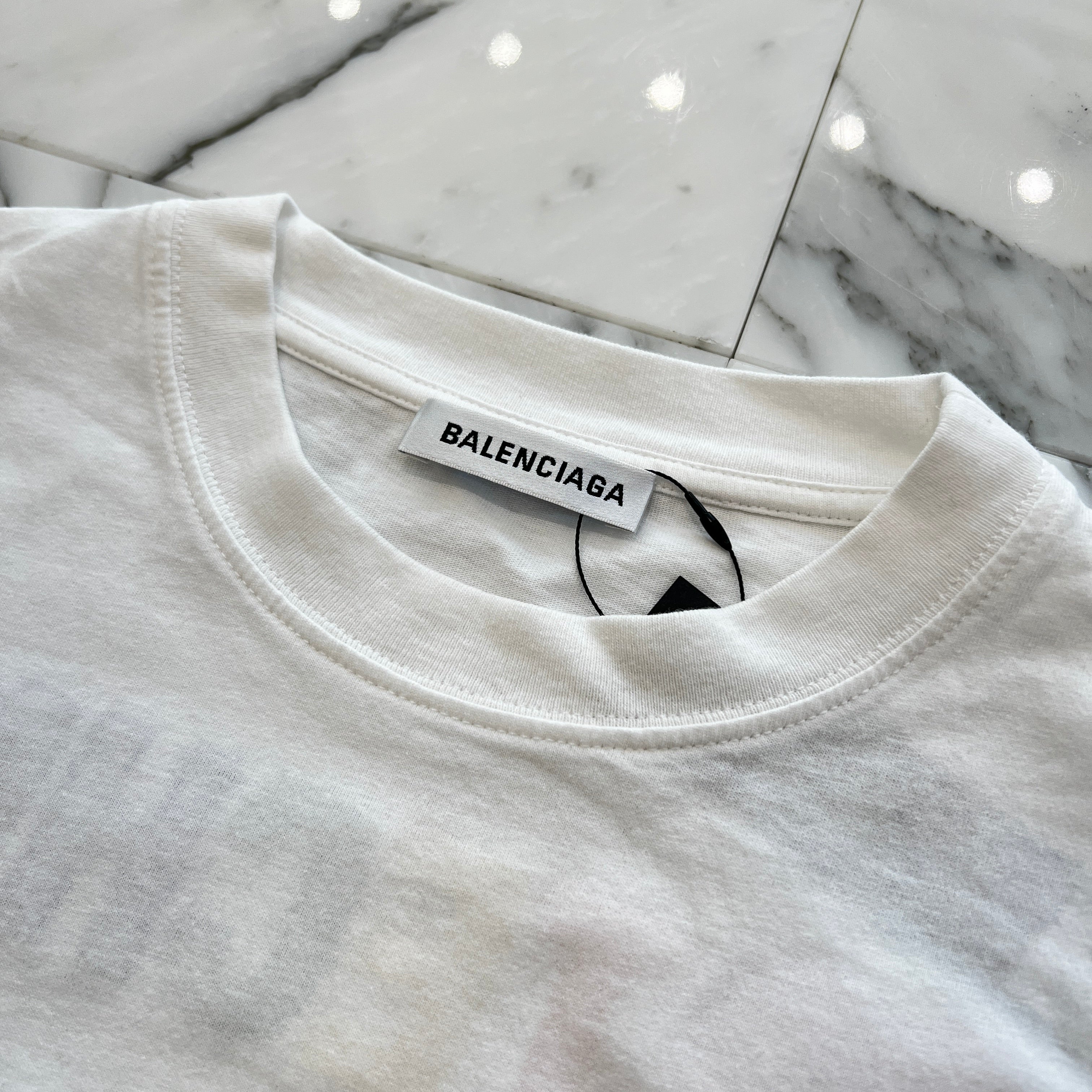 BALENCIAGA 2019SS "I Love Techno" Back Logo Embroidery Tee 556133 TDV20 Size XS バレンシアガ "アイ・ラブ・テクノ" バックロゴ刺繍 Tシャツ サイズXS
