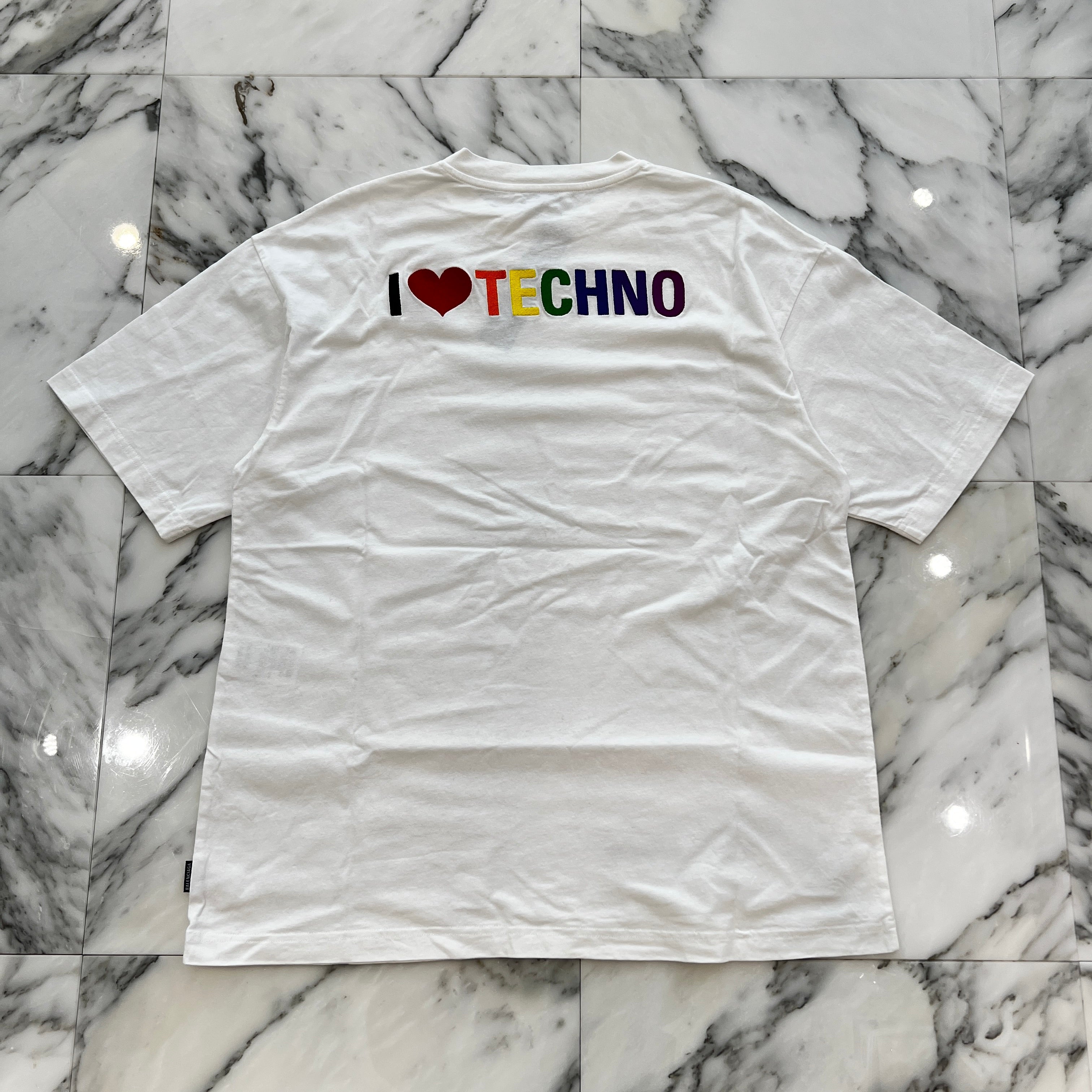BALENCIAGA 2019SS "I Love Techno" Back Logo Embroidery Tee 556133 TDV20 Size XS バレンシアガ "アイ・ラブ・テクノ" バックロゴ刺繍 Tシャツ サイズXS