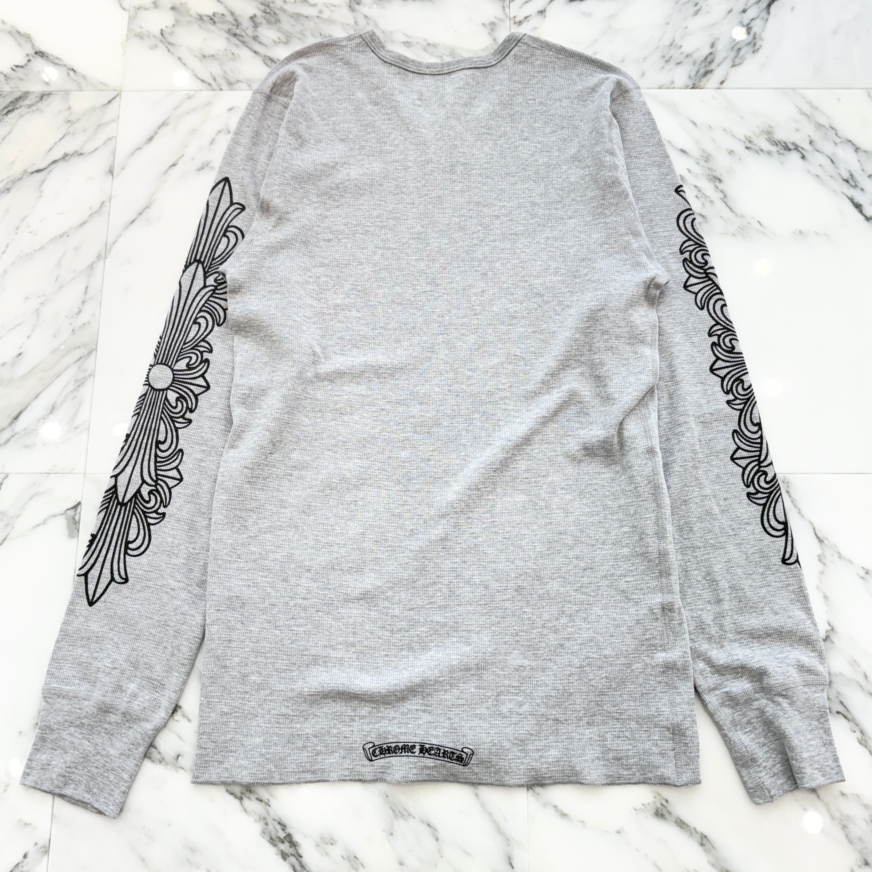 CHROME HEARTS 2025SS Floral Cross Horseshoe Thermal Long Sleeve Tee Size L クロムハーツ フローラルクロス ホースシュー サーマル ロングスリーブTシャツ サイズL
