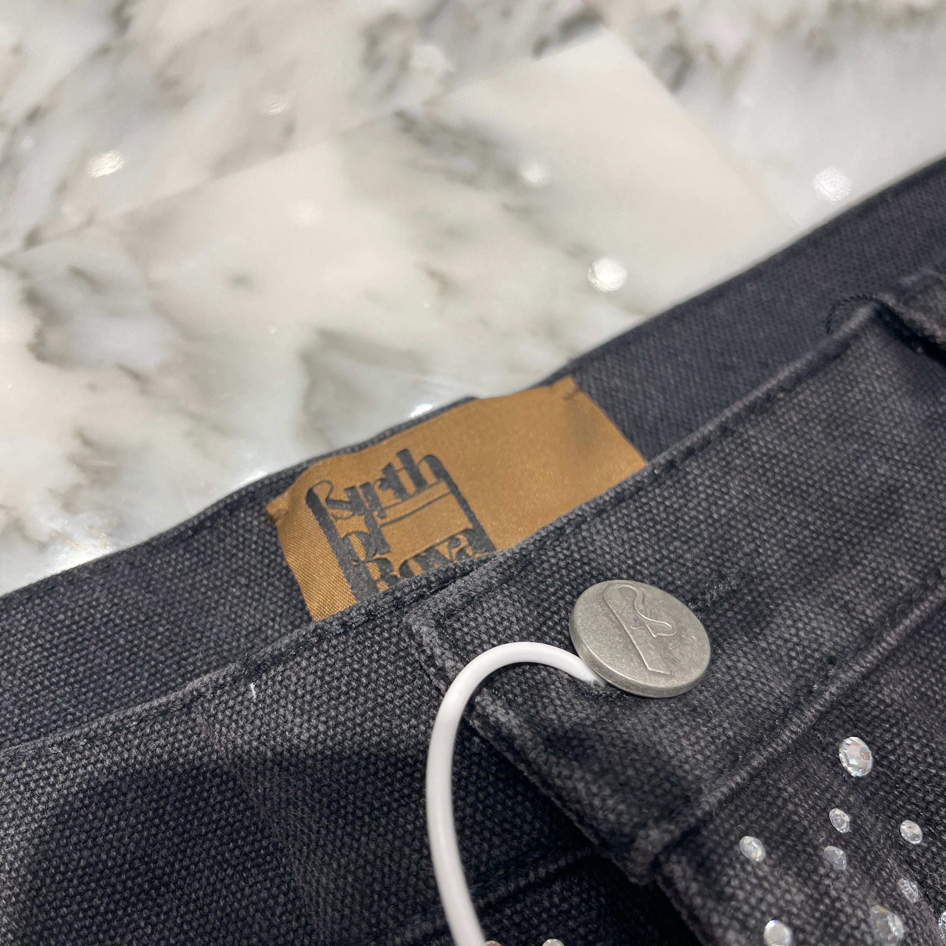 BIRTH OF ROYAL CHILD 2024AW REDIAL 20K DIAMND JORTS / WASHED BLK BC24SSSP02 Size XL バースオブロイヤルチャイルド レディアル ダイヤモンド風装飾 ショーツ / ウォッシュドブラック サイズXL