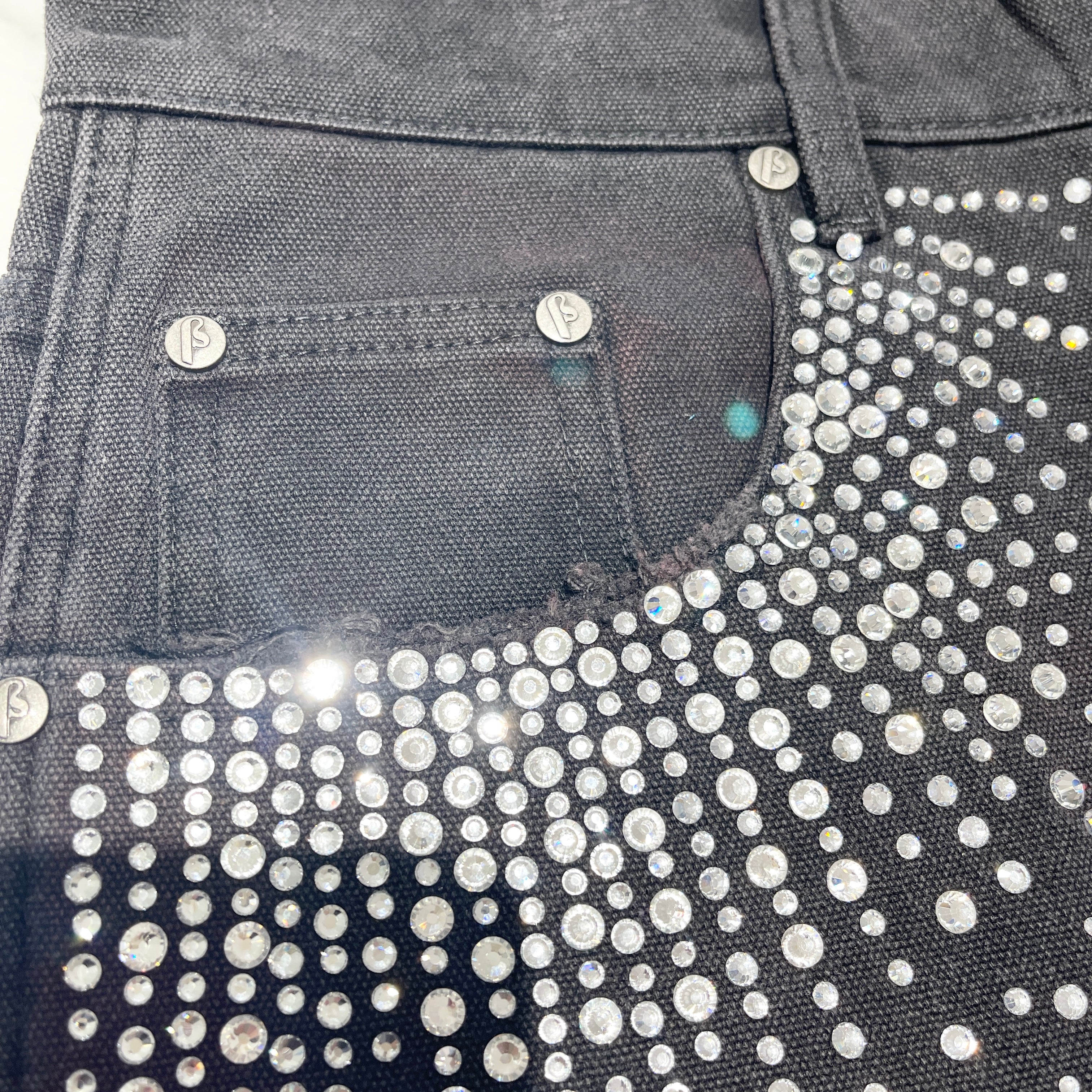 BIRTH OF ROYAL CHILD 2024AW REDIAL 20K DIAMND JORTS / WASHED BLK BC24SSSP02 Size XL バースオブロイヤルチャイルド レディアル ダイヤモンド風装飾 ショーツ / ウォッシュドブラック サイズXL