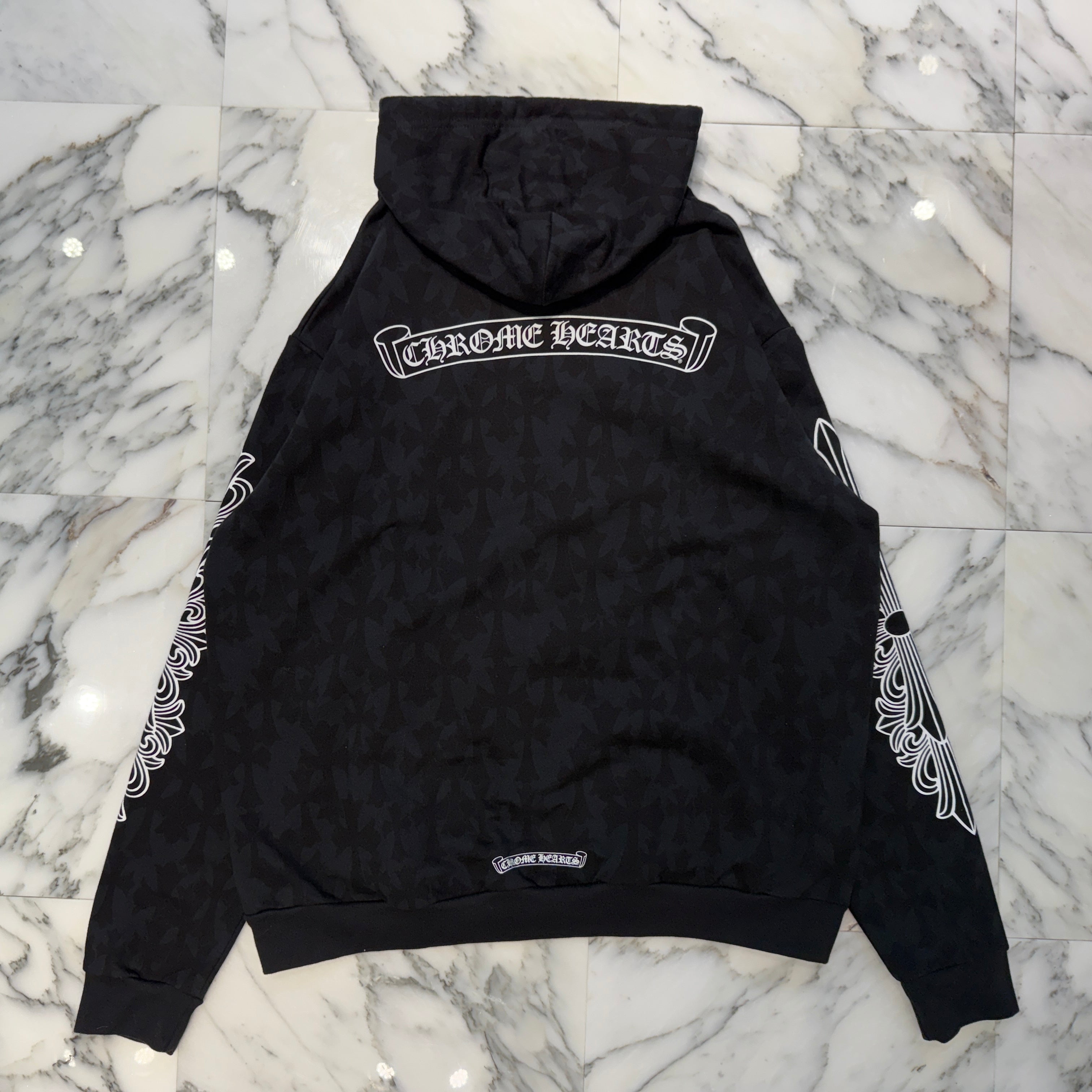 CHROME HEARTS 2024SS Graveyard Cemetery Cross Pullover Hoodie Size L クロムハーツ グレイブヤード セメタリークロス プルオーバー フーディ 総柄 サイズL