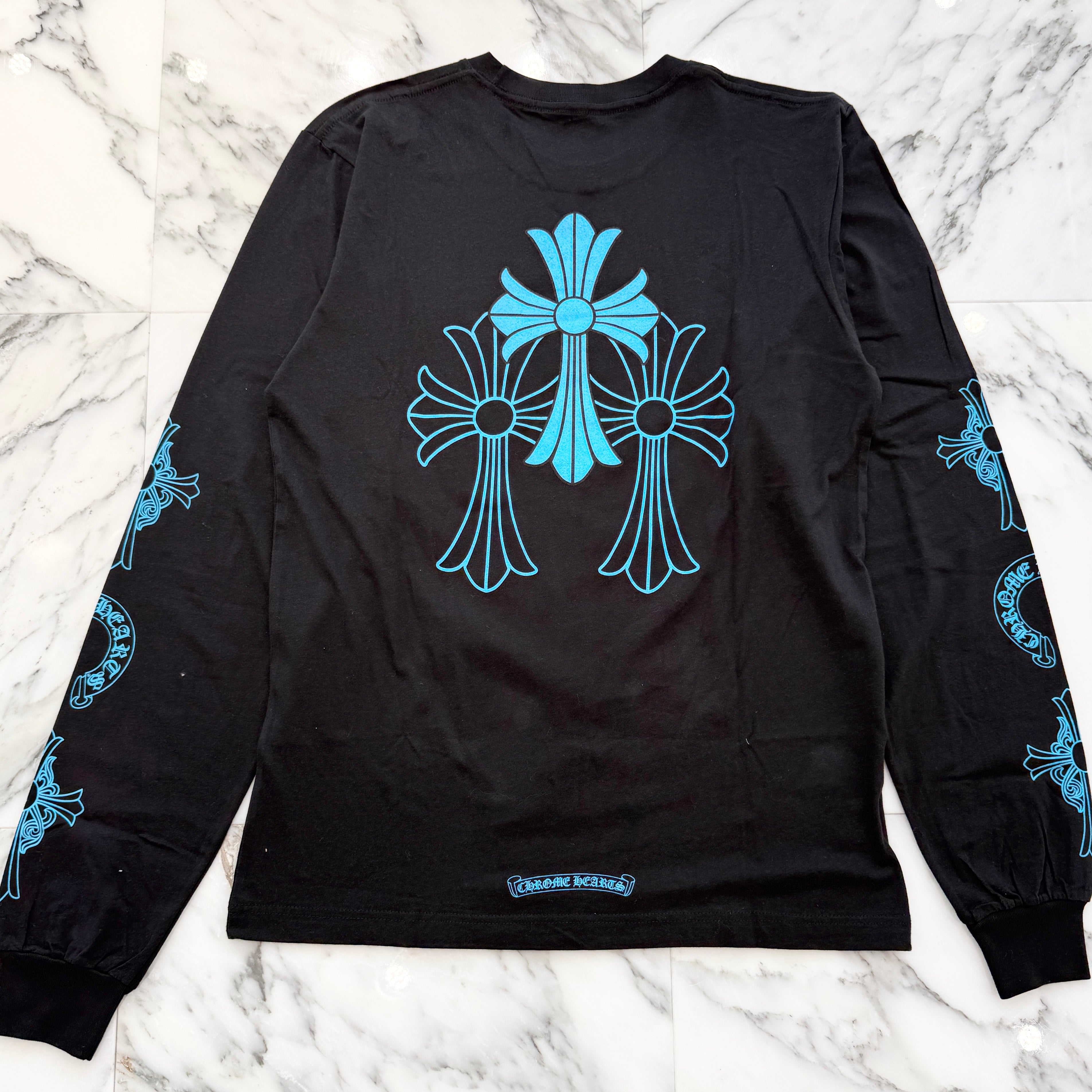 CHROME HEARTS 3 Blue Cross Horseshoe Long Sleeve Tee Size M クロムハーツ 3 ブルークロス ホースシュー ロングスリーブTシャツ サイズM