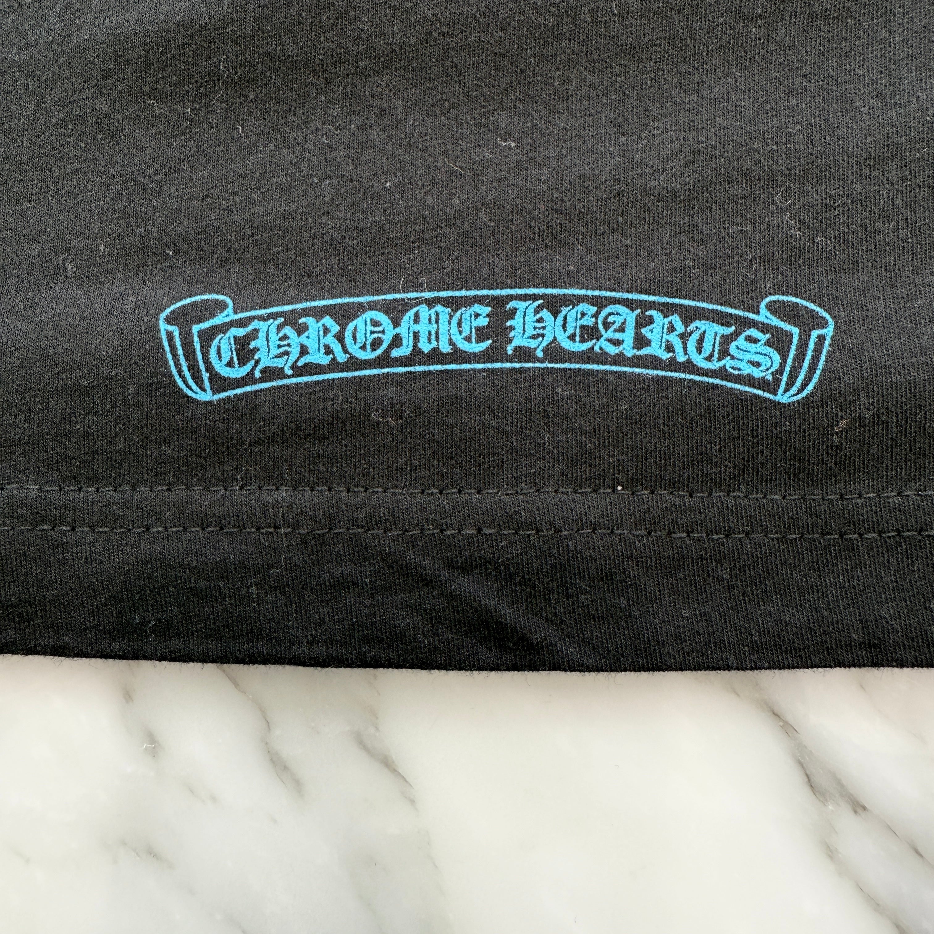 CHROME HEARTS 3 Blue Cross Horseshoe Long Sleeve Tee Size M クロム
