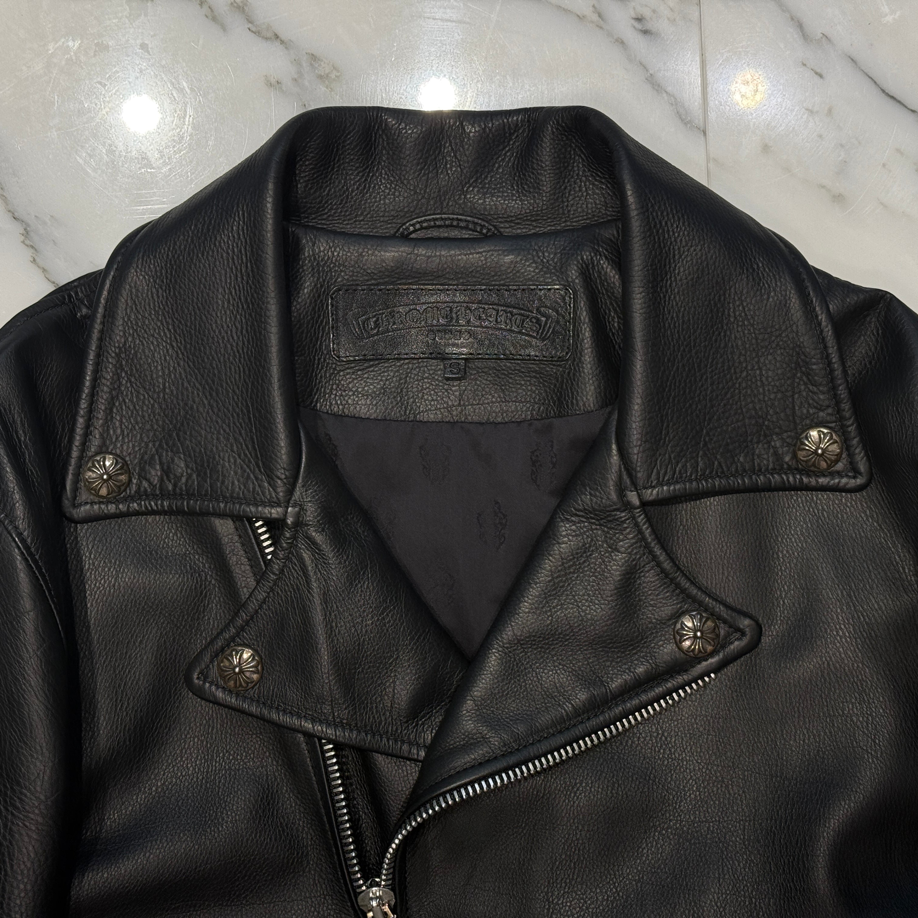 CHROME HEARTS Moto Dagger Zip Up Riders Leather Jacket Size S クロムハーツ モト ダガージップアップ ライダース レザー ジャケット サイズS